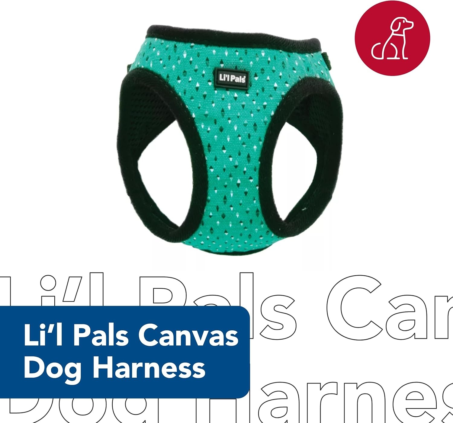 image:imageCoastal Lil Pals Canvas Dog Harness Teal and Grey Diamonds 38 x 1012Dog