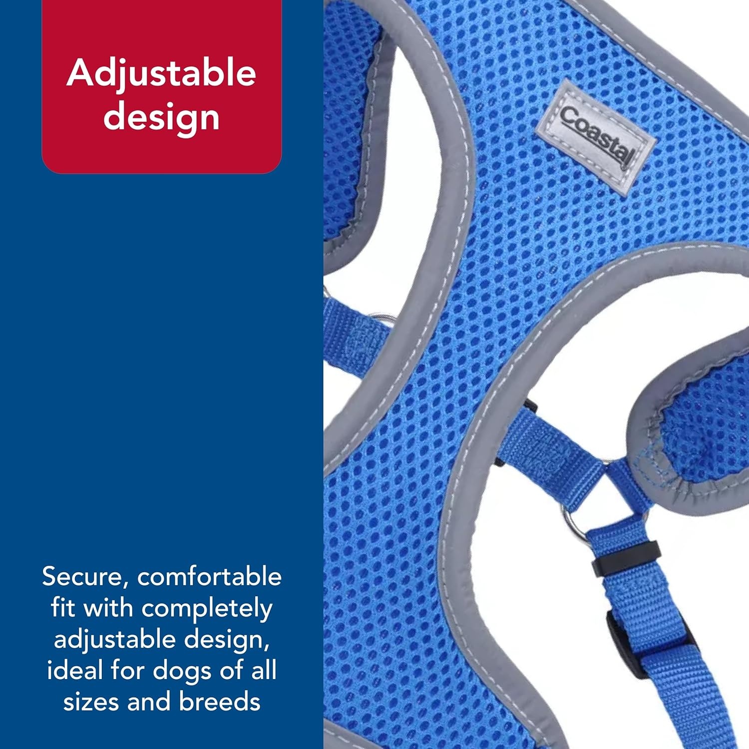 image:imageCoastal Pet Comfort Soft Reflective Wrap Adjustable Dog Harness NoPull Dog Harness for Small amp Large Dogs Purple 34 x 2029Blue Lagoon