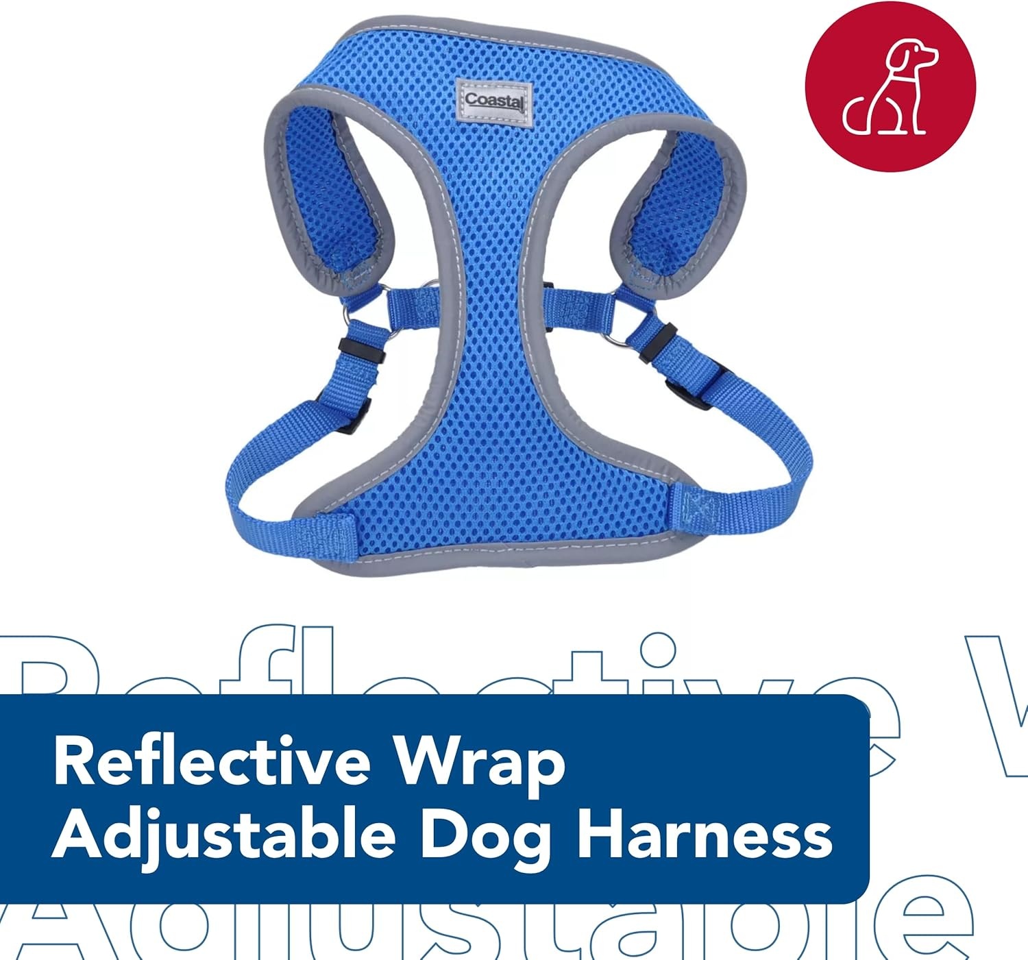image:imageCoastal Pet Comfort Soft Reflective Wrap Adjustable Dog Harness NoPull Dog Harness for Small amp Large Dogs Purple 34 x 2029Blue Lagoon