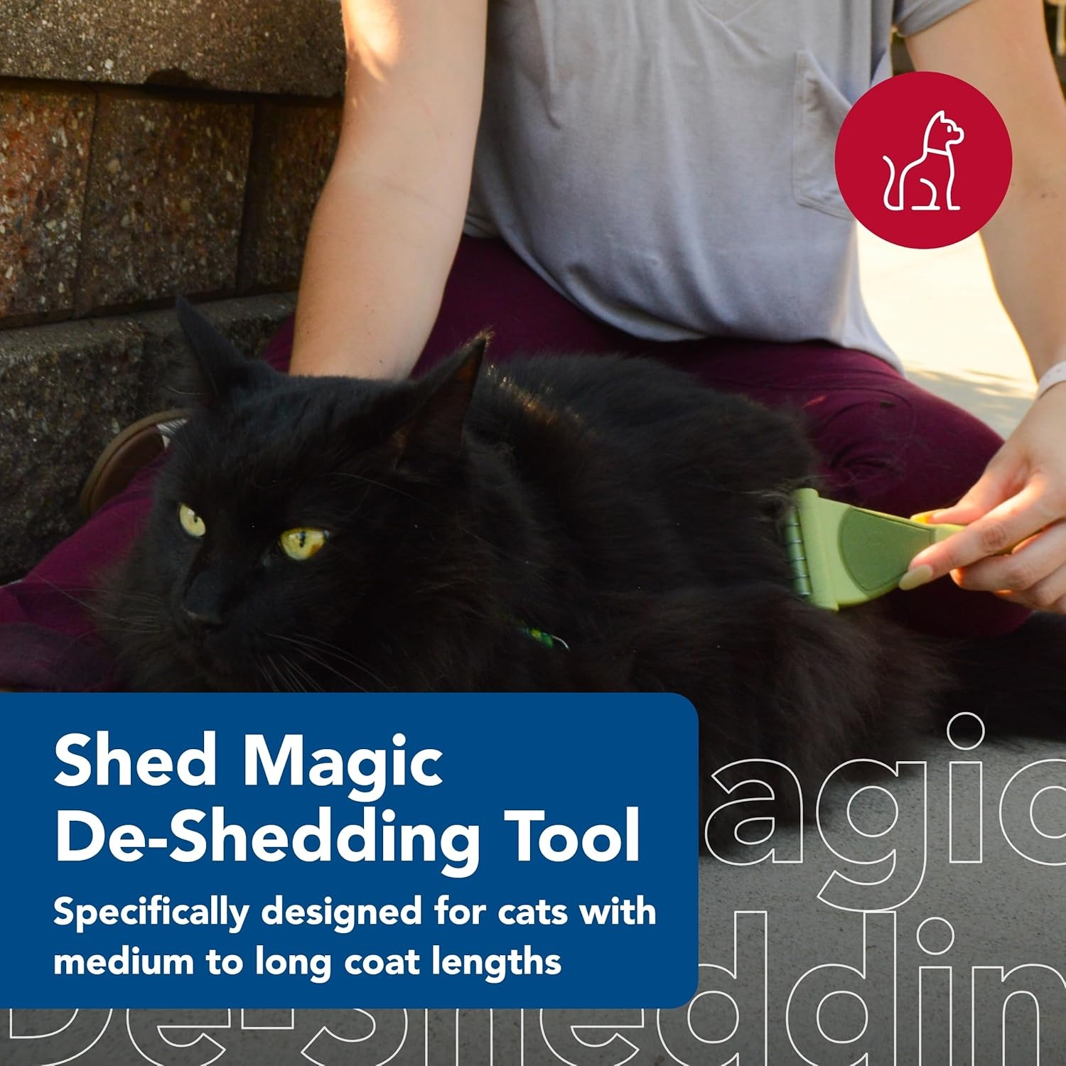image:imageCoastal Pet Safari Shed Magic DeShedding Tool Long Hair Grooming Brush With Metal Comb for CatsShort Hair