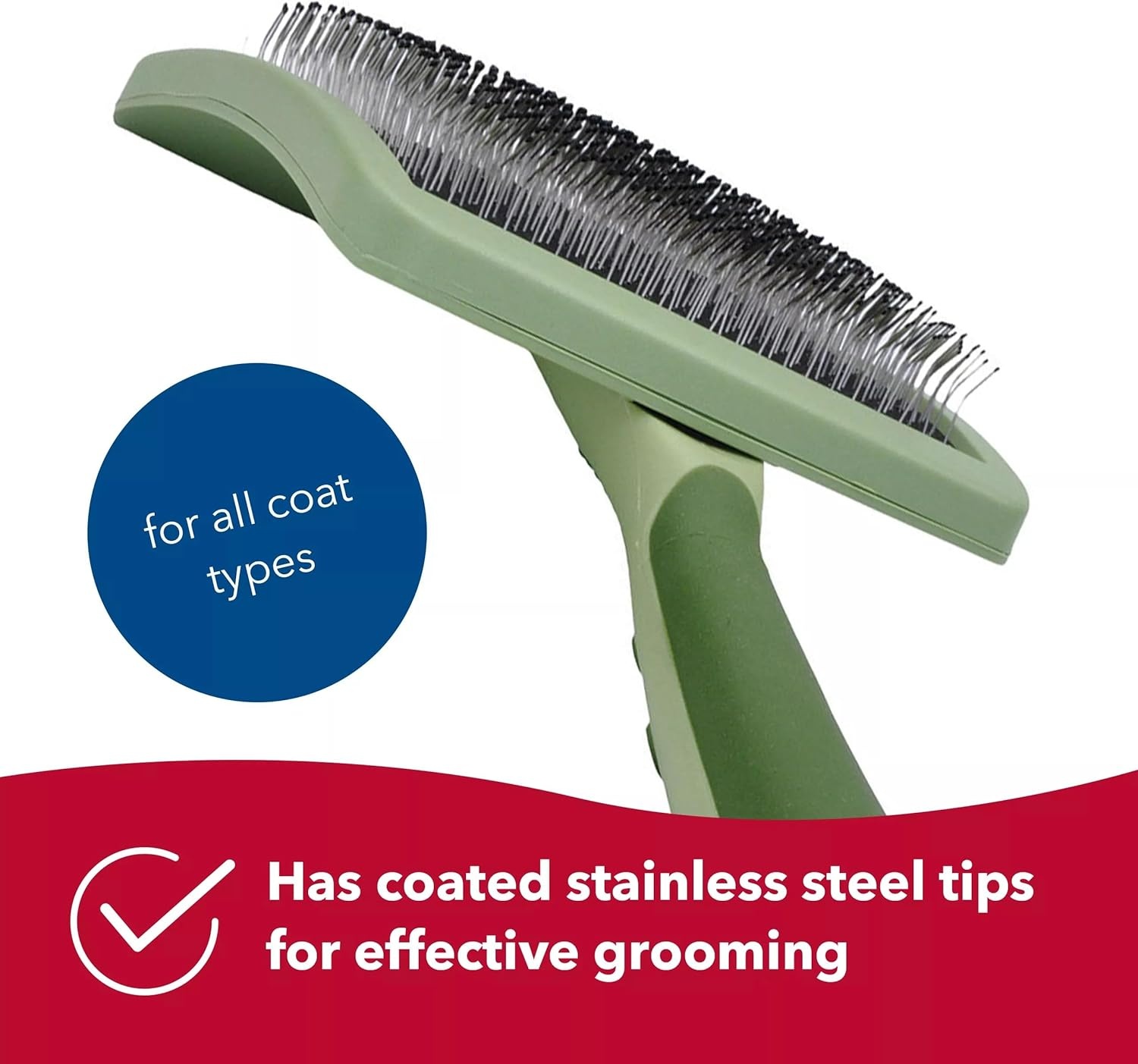 image:imageCoastal Dog Slicker Brush Green Grooming amp Shedding Brush for Dogs of All Hair Types Curved Design for Easy Detangling NonSlip Handle 675 x 425green