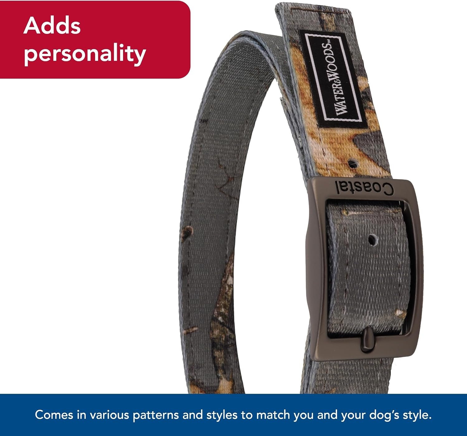 image:imageCoastal Pet Water amp Woods DoublePly Dog Collar Durable Comfortable Adjustable Buckle Shadow Grass Blades Pattern Medium 1 x 20Country Roots Evergreen