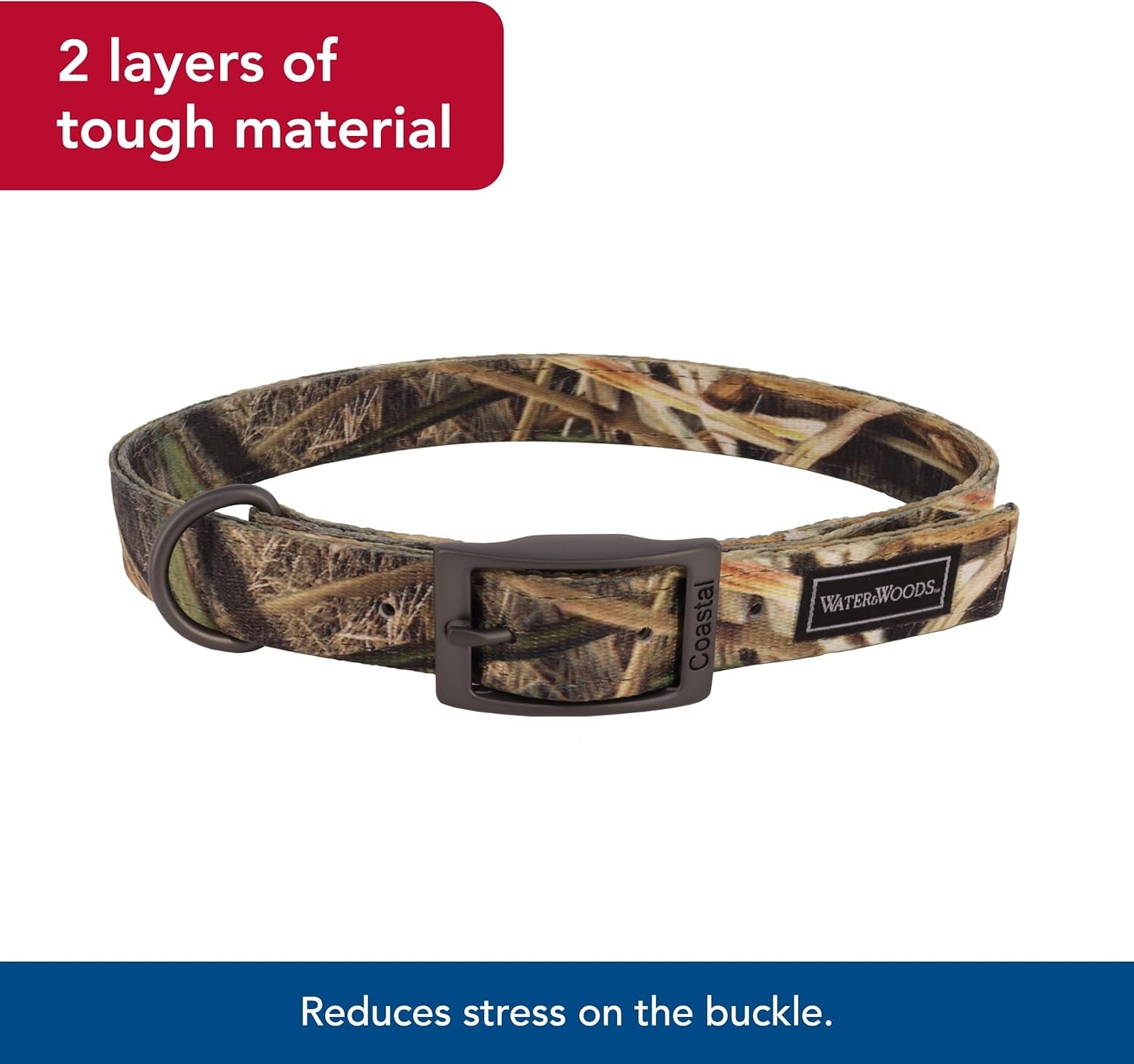 image:imageCoastal Pet Water amp Woods DoublePly Dog Collar Durable Comfortable Adjustable Buckle Shadow Grass Blades Pattern Medium 1 x 20Country Roots Evergreen