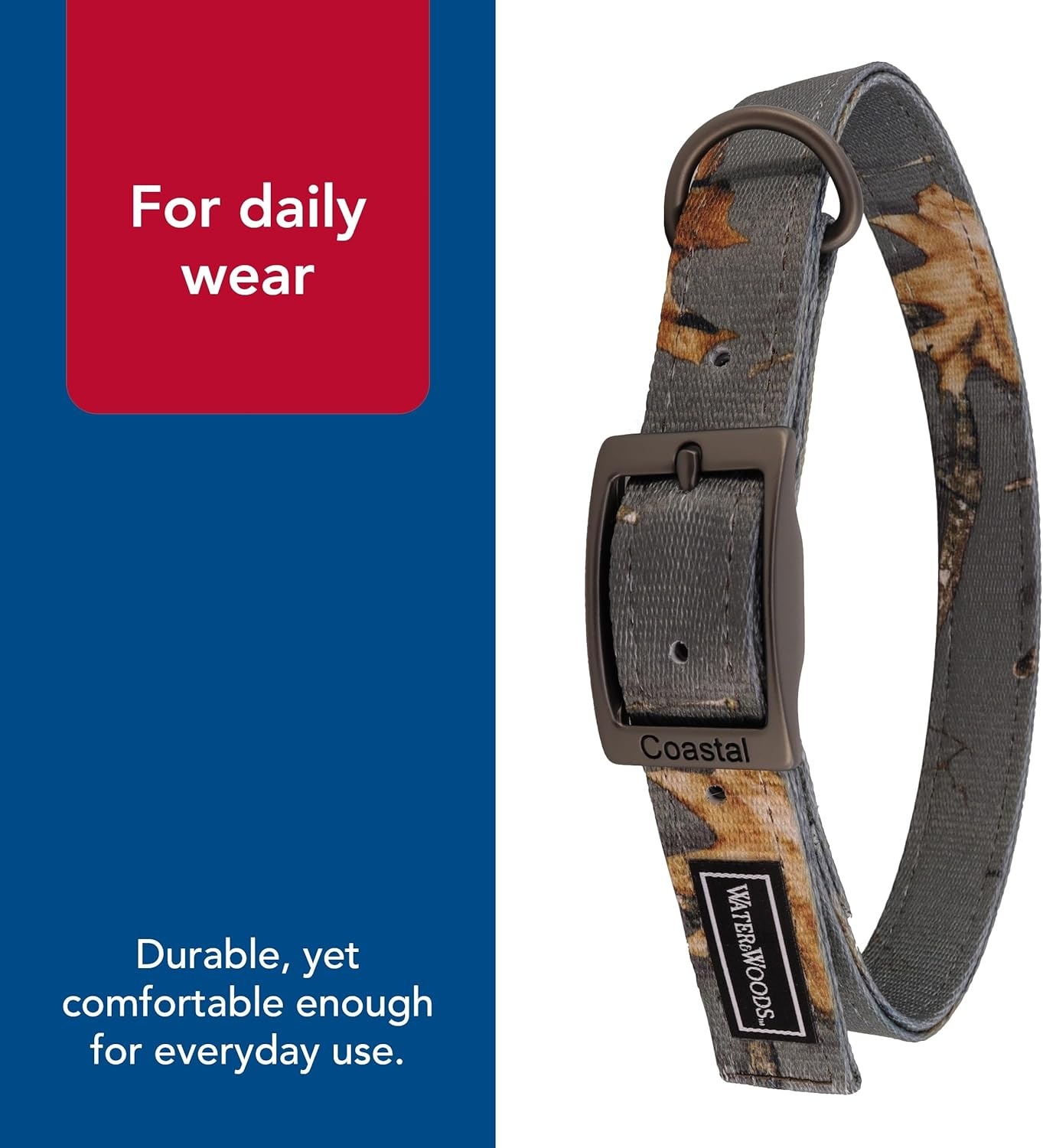 image:imageCoastal Pet Water amp Woods DoublePly Dog Collar Durable Comfortable Adjustable Buckle Shadow Grass Blades Pattern Medium 1 x 20Country Roots Evergreen