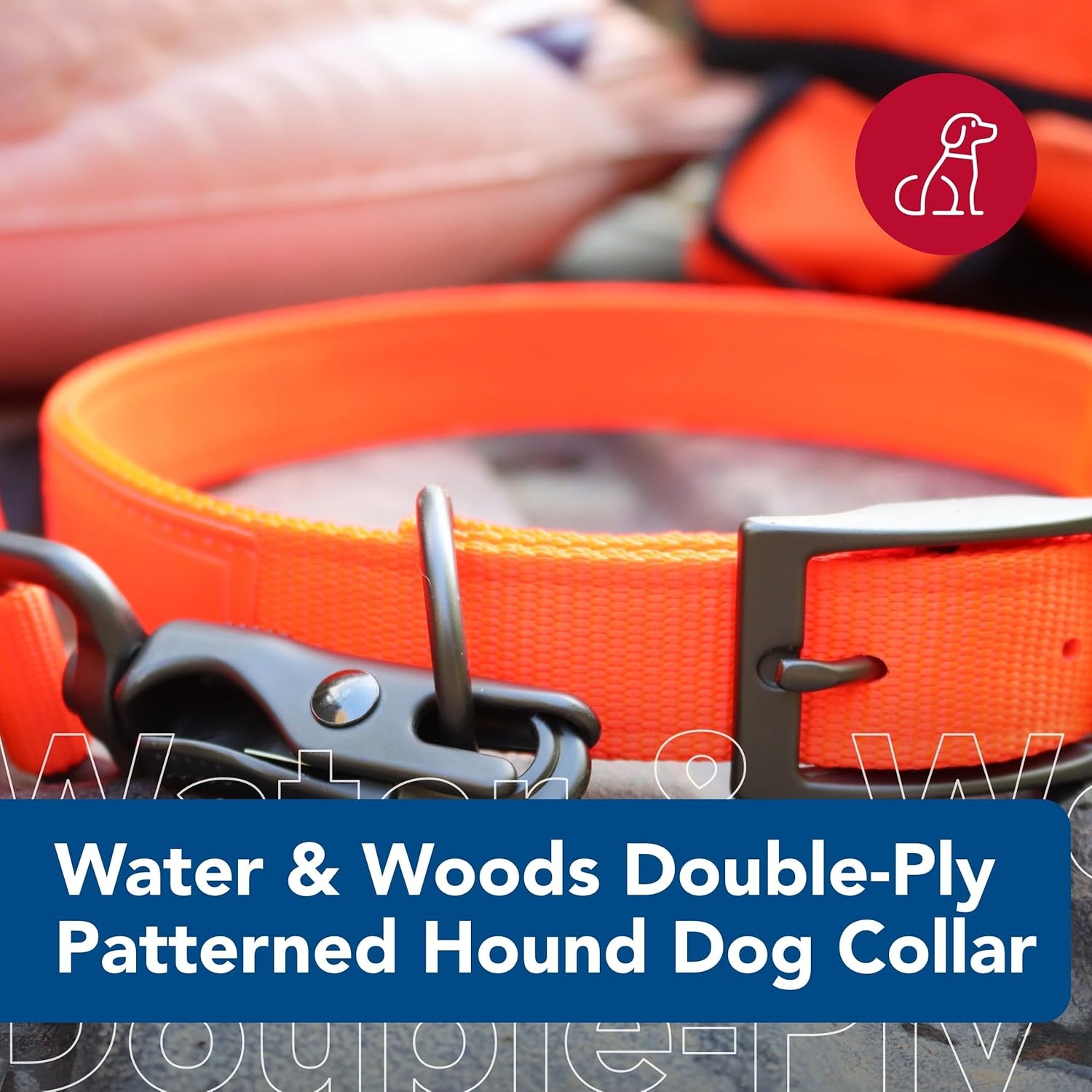 image:imageCoastal Pet Water amp Woods DoublePly Reflective Hound Dog Collar by Coastal Pet Comfortable for Pet Collar Enhanced Visibility DoublePly Nylon Safety Orange Medium 1 x 20Large 1 x 24 Pack of 1
