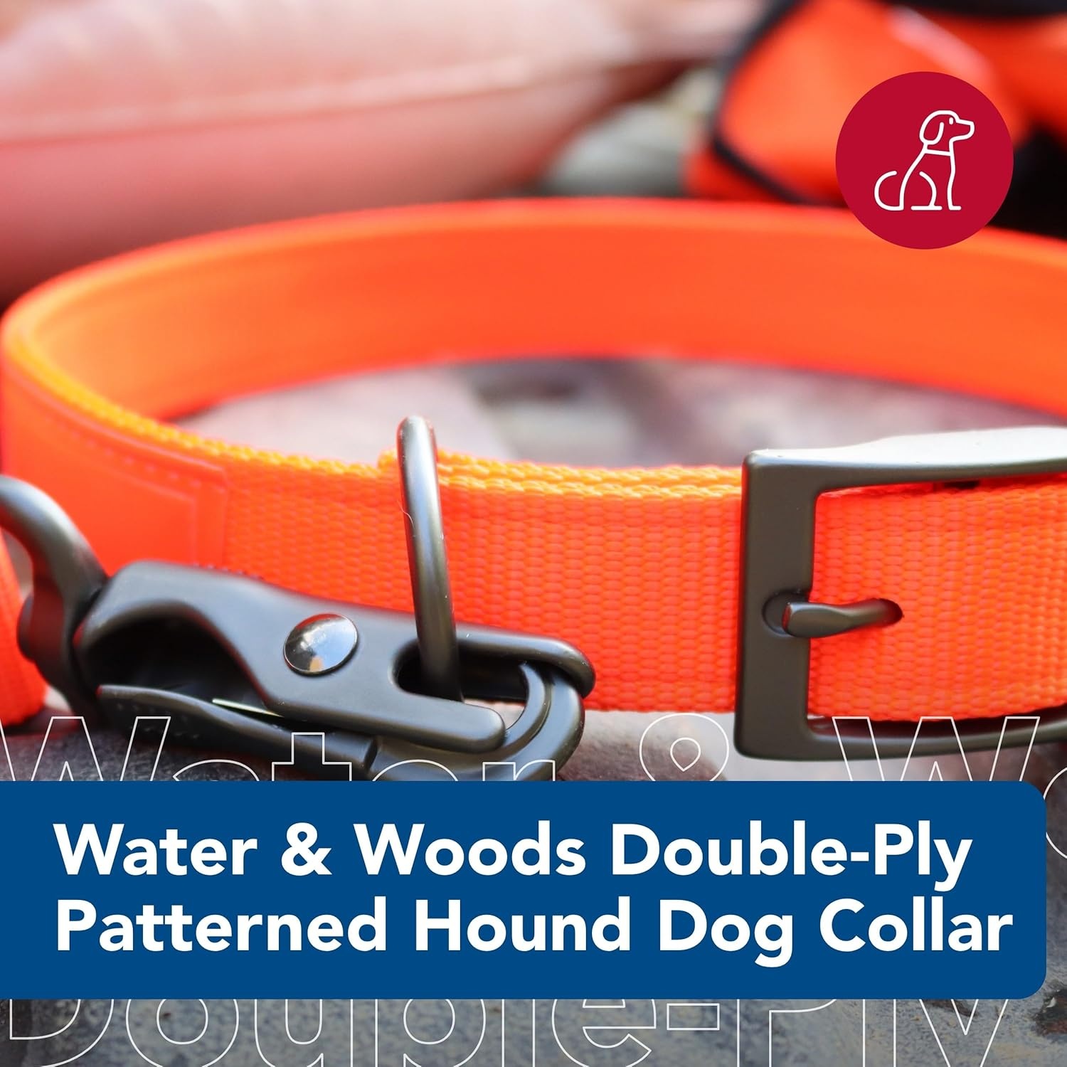 image:imageCoastal Pet Water amp Woods DoublePly Reflective Hound Dog Collar by Coastal Pet Comfortable for Pet Collar Enhanced Visibility DoublePly Nylon Safety Orange Medium 1 x 20Large 1 x 22 Pack of 1