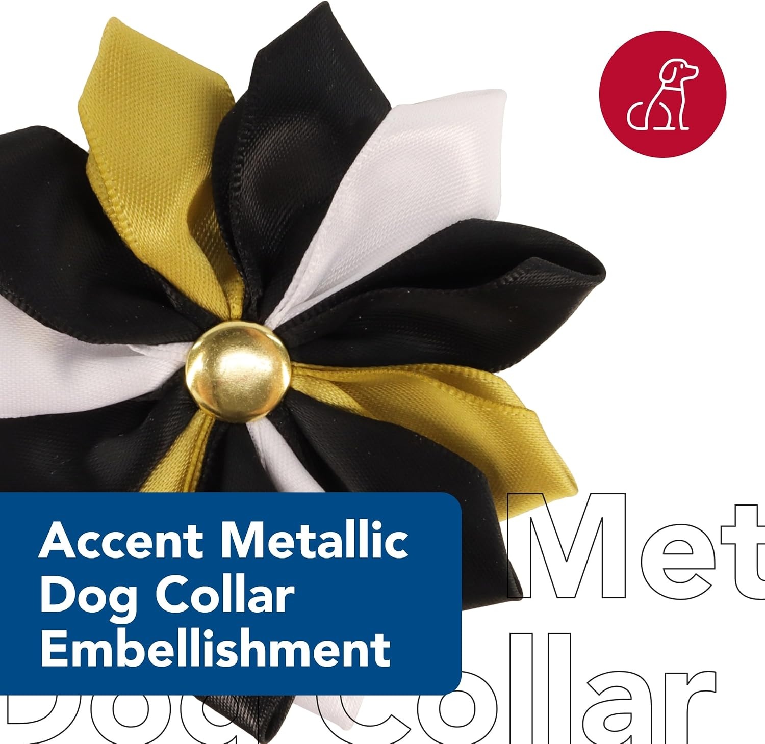 image:imageCoastal Pet Accent Metallic Dog Collar Embellishment Stylish Dog Collar Accessory Versatile Fit for Pets Easy Attachment OneSize Gold FlowerGold Flower