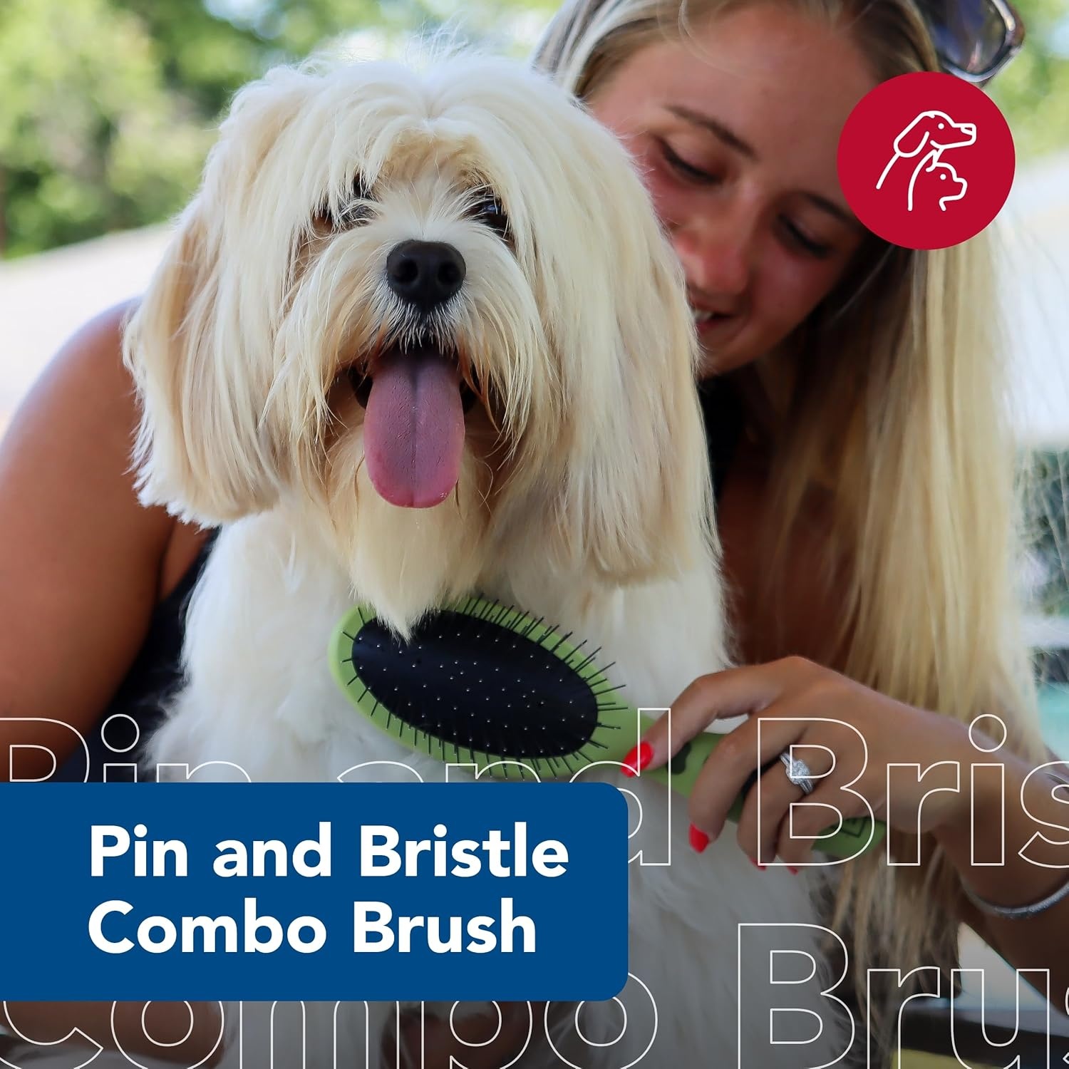 image:imageCoastal Pet Safari 2in1 Wire and Bristle Combo Brush with Plastic Handle MultiDog Household Brush for Short and Long Hair LargeLarge