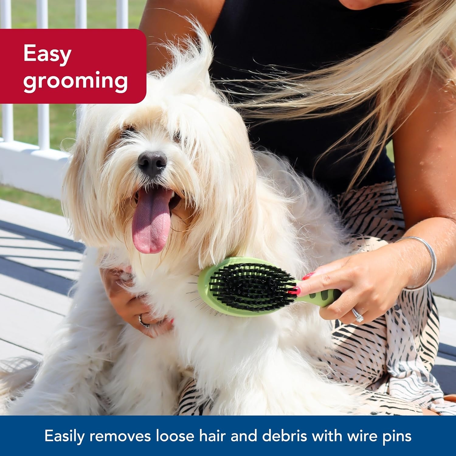 image:imageCoastal Pet Safari 2in1 Wire and Bristle Combo Brush with Plastic Handle MultiDog Household Brush for Short and Long Hair LargeLarge