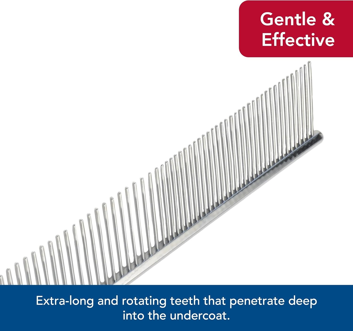 image:imageCoastal Pet Safari Dog Grooming Comb for Medium and Coarse Coats ExtraLong Rotating Teeth Undercoat Rake for Coarse Coats 7 14714Inch Large