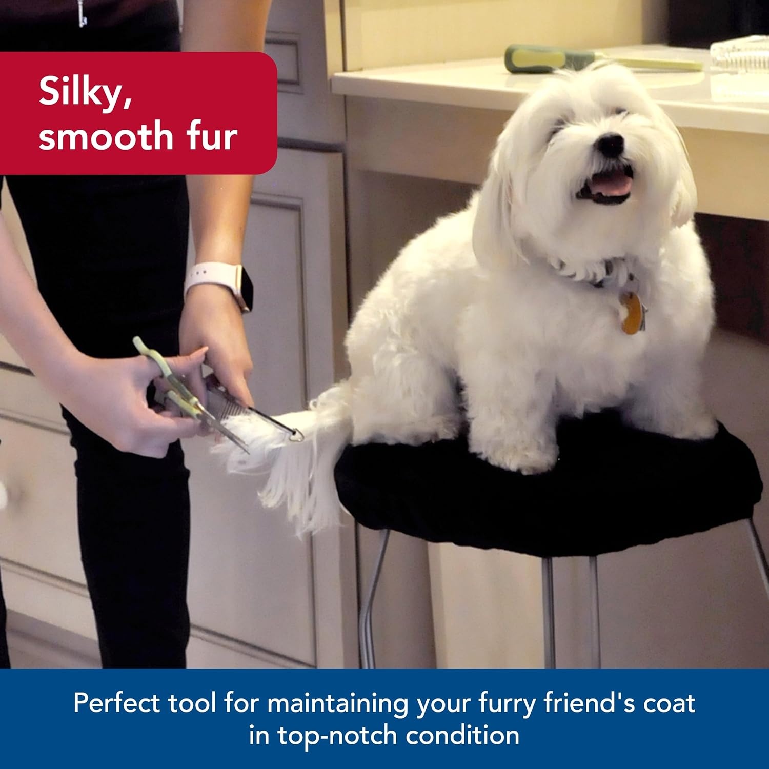 image:imageCoastal Pet Safari Dog Grooming Comb for Medium and Coarse Coats ExtraLong Rotating Teeth Undercoat Rake for Coarse Coats 7 14714Inch Large