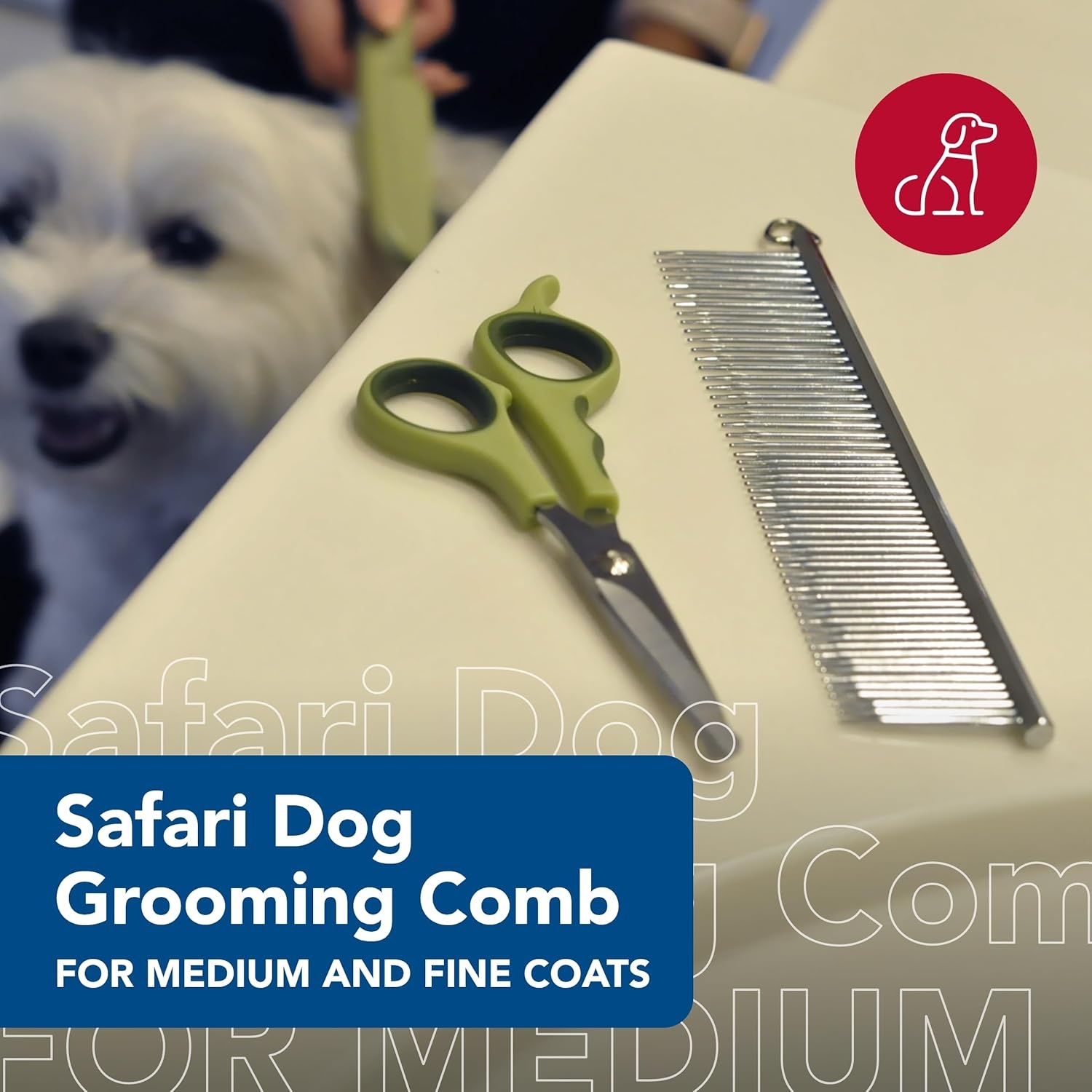 image:imageCoastal Pet Safari Dog Grooming Comb for Medium and Coarse Coats ExtraLong Rotating Teeth Undercoat Rake for Coarse Coats 7 14714Inch Large