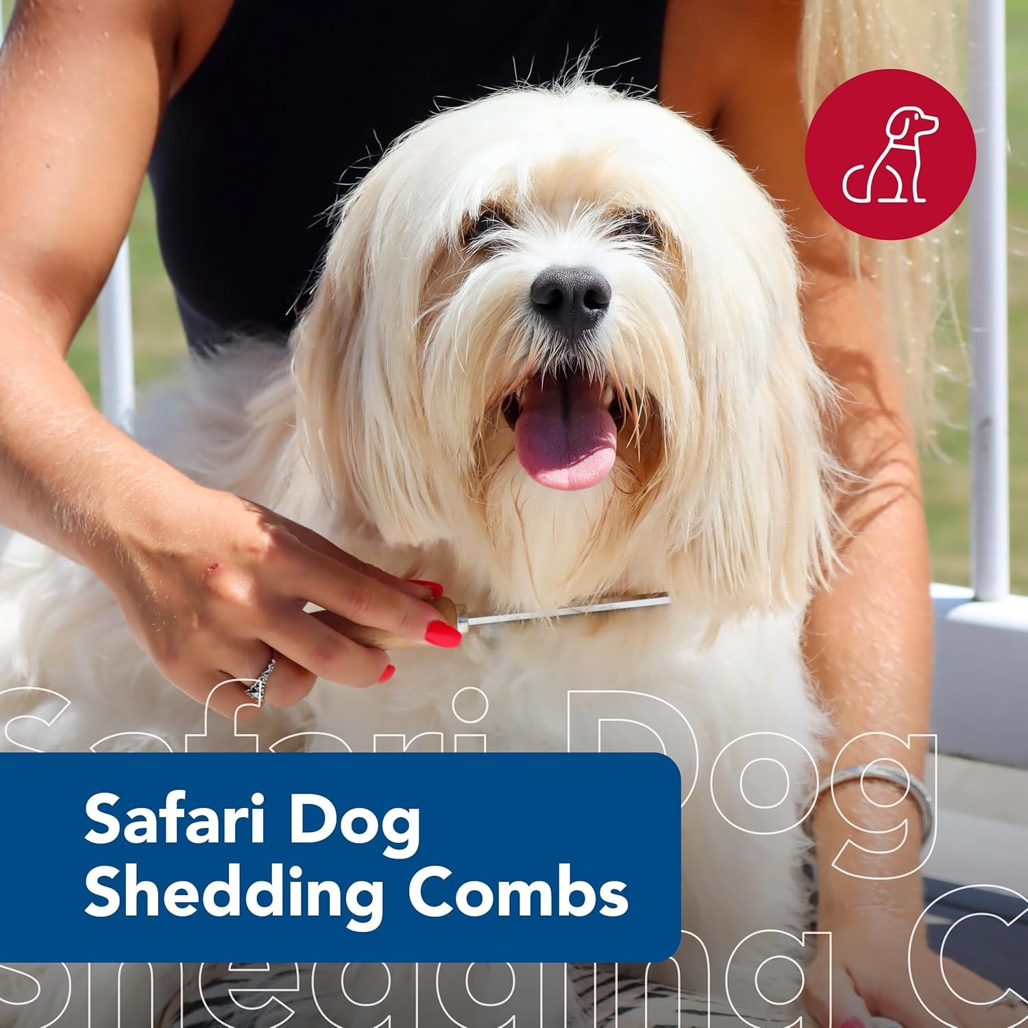 image:imageCoastal Pet Safari Dog Shedding Combs Dog Shedding Brush for Dogs with Short and Long Hair Different Sized Teeth for Undercoat Rake 7 x 1
