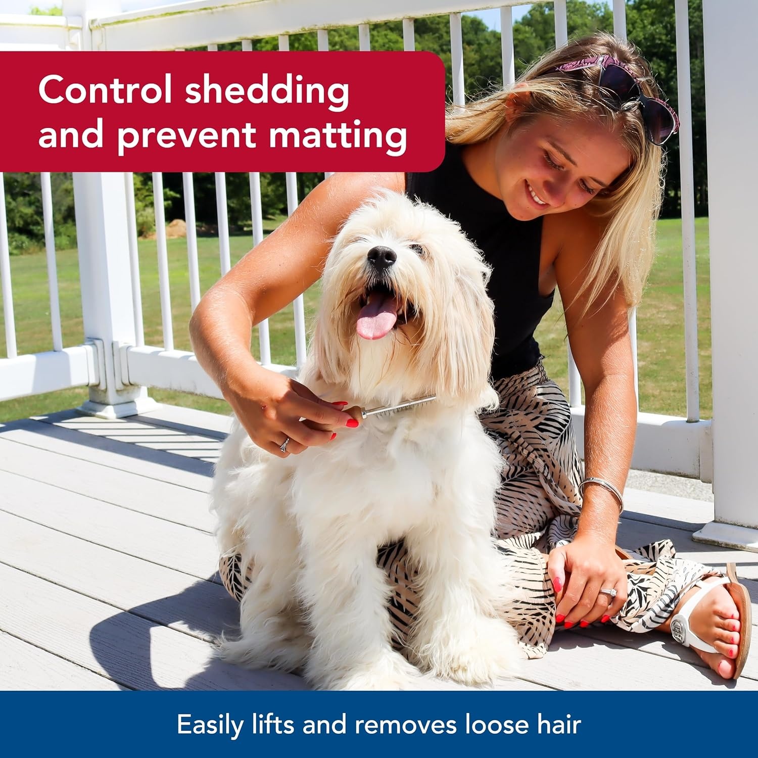 image:imageCoastal Pet Safari Dog Shedding Combs Dog Shedding Brush for Dogs with Short and Long Hair Different Sized Teeth for Undercoat Rake 7 x 1