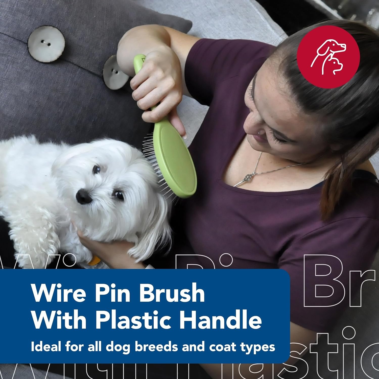 image:imageCoastal Pet Safari Wire Pin Brush NoSlip Plastic Handle for Short and Long Pet Hair 925 x 25 Compatible Grooming ToolLarge