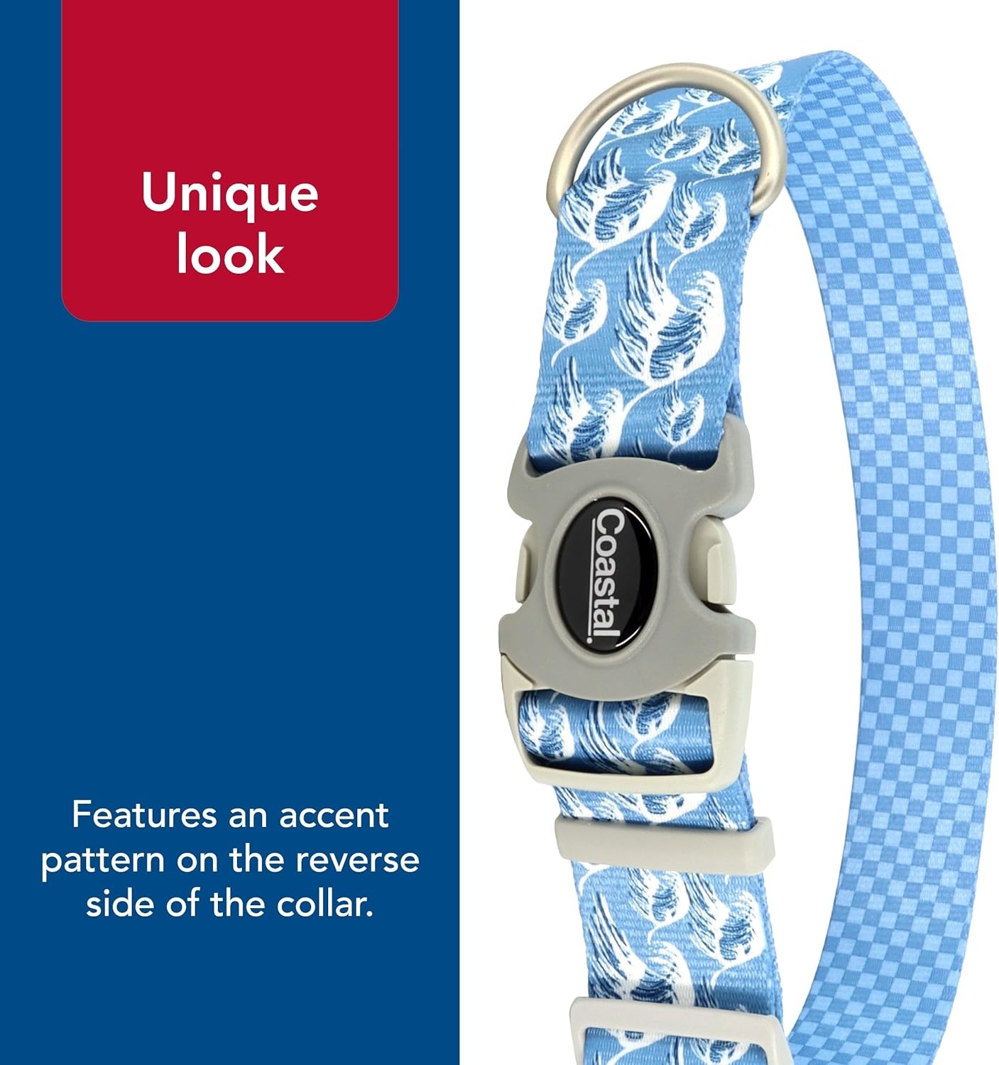 image:imageCoastal Pet Sublime Adjustable Dog Collar Adjustable Plastic Buckle Vibrant amp Colorful Dog Collar with FadeResistant Patterns Blue Waves with Blue Checkers Large 1 12 x 1826Blue Waves with Blue Checkers