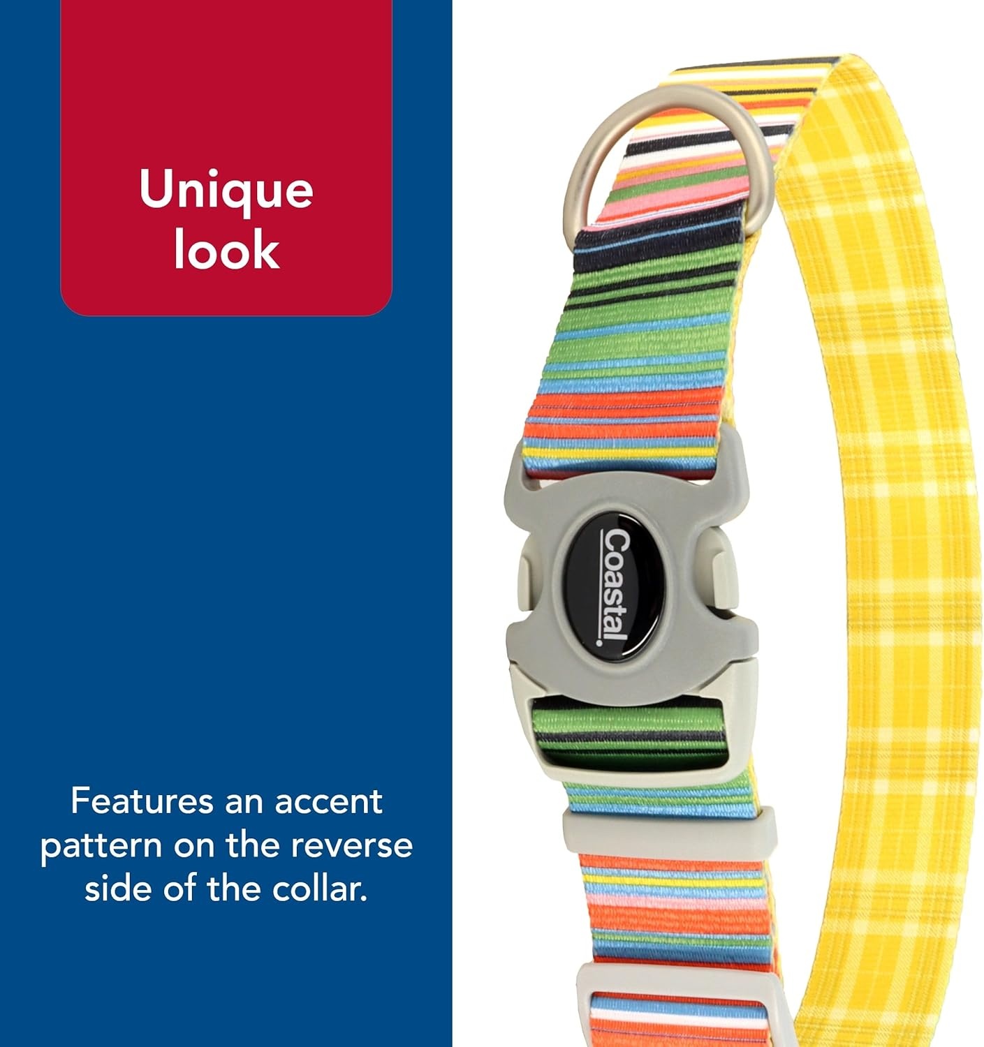 image:imageCoastal Pet Sublime Adjustable Dog Collar Adjustable Plastic Buckle Vibrant amp Colorful Dog Collar with FadeResistant Patterns Blue Waves with Blue Checkers Large 1 12 x 1826Sublime Stripe with Gold Plaid