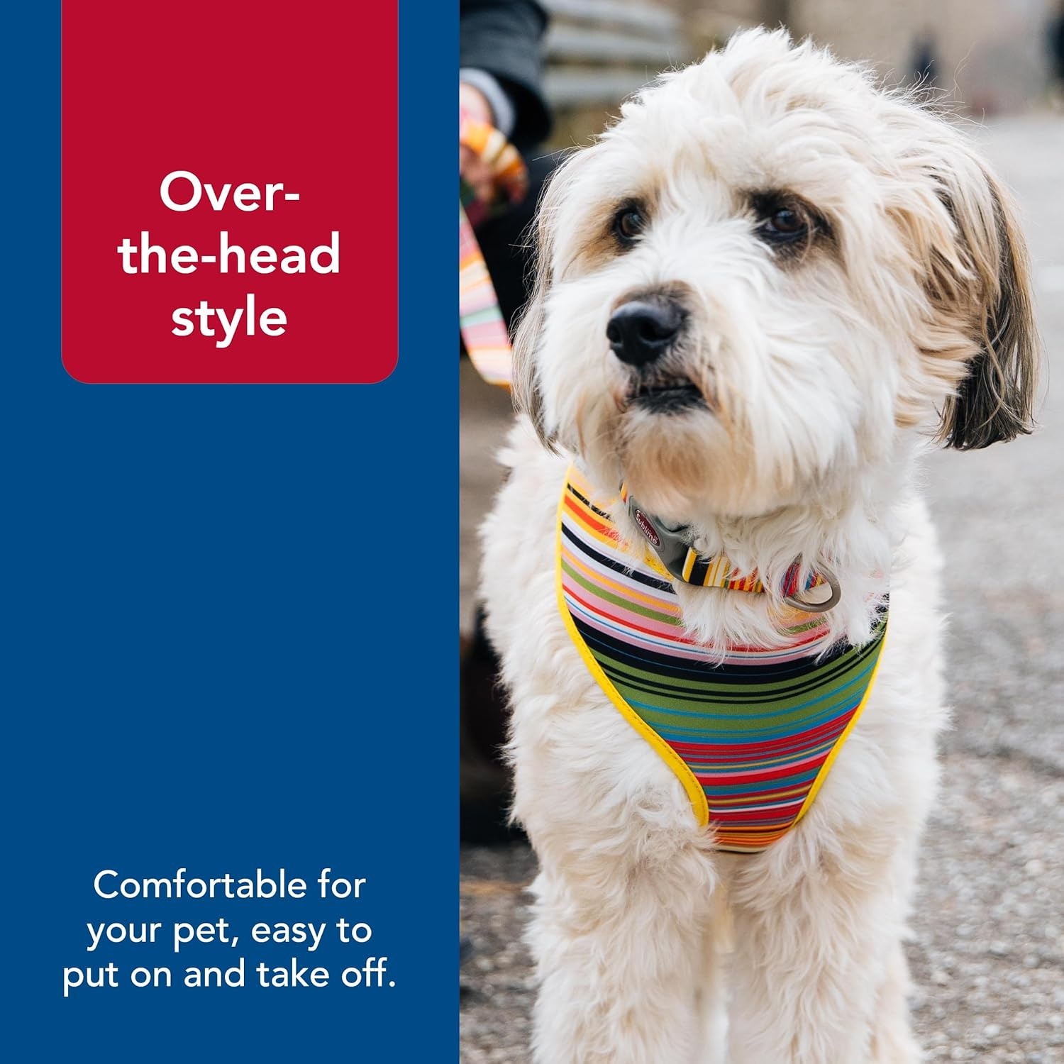 image:imageCoastal Pet Sublime Reversible Dog Harness Adjustable Fit with Easy Overhead Application Exceptional Durability Sublime Stripe with Gold Plaid XX Small 58 x 14 16
