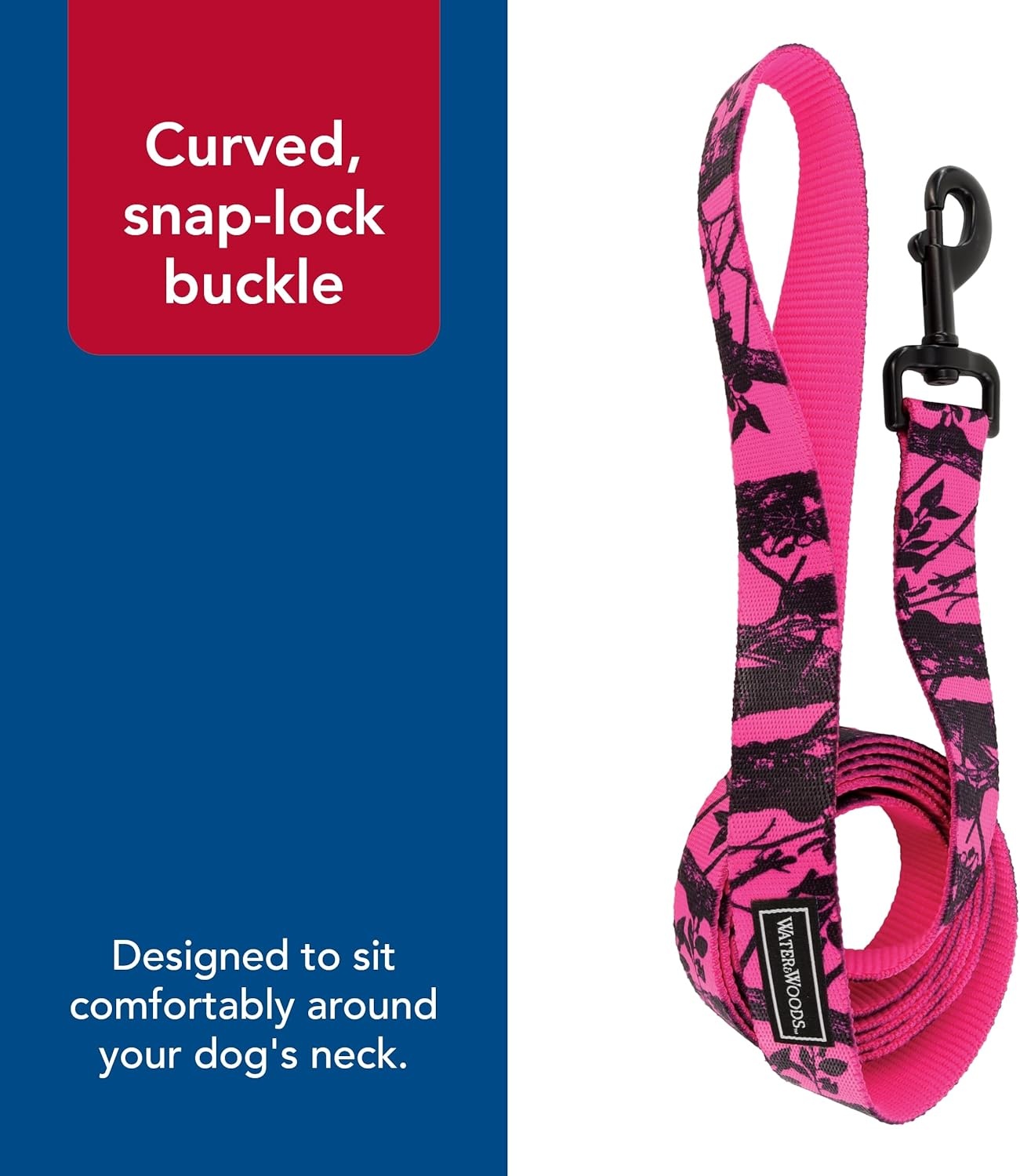 image:imageCoastal Water amp Woods Blaze Patterned Dog Leash Comfortable amp Convenient Handling EasytoUse Bolt Swivel Snap Sturdy Leash for Dog Neon Pink Tree 1 x 6Dog