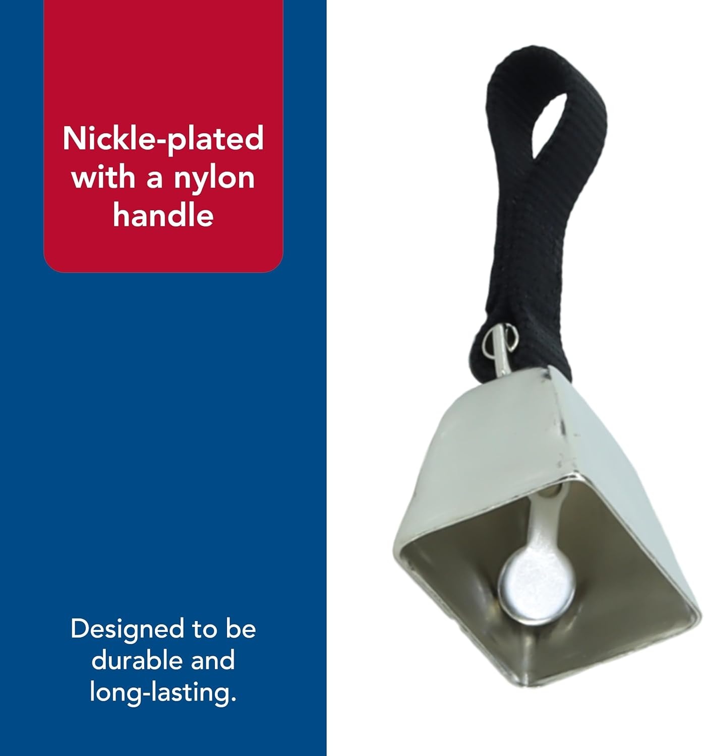 image:imageWater amp Woods Nickel Cow Bell for Dogs by Coastal Pet Durable Noise Maker Easy Attachment NickelPlated Material with Nylon Handle Black SmallSmall