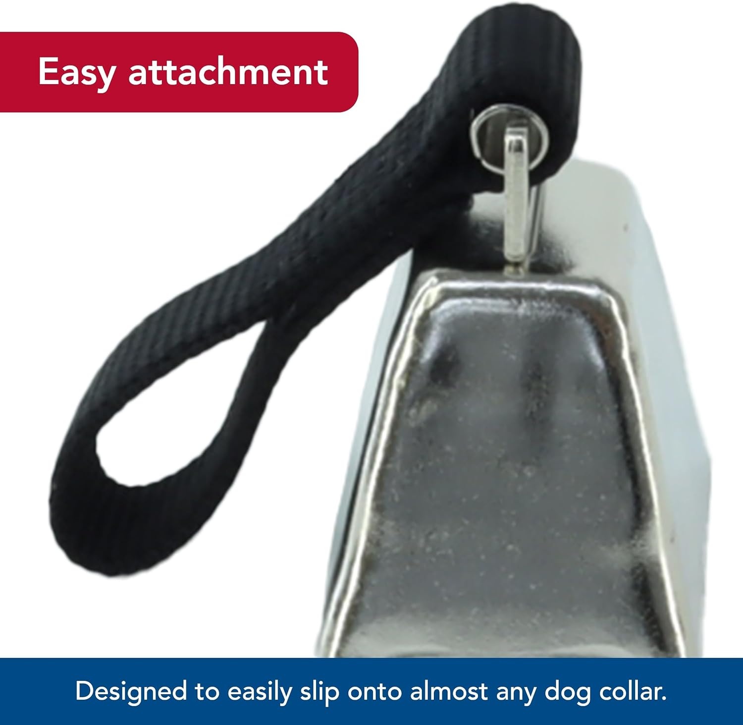 image:imageWater amp Woods Nickel Cow Bell for Dogs by Coastal Pet Durable Noise Maker Easy Attachment NickelPlated Material with Nylon Handle Black SmallSmall