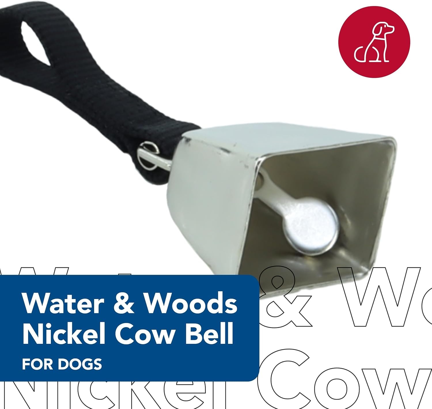 image:imageWater amp Woods Nickel Cow Bell for Dogs by Coastal Pet Durable Noise Maker Easy Attachment NickelPlated Material with Nylon Handle Black SmallSmall