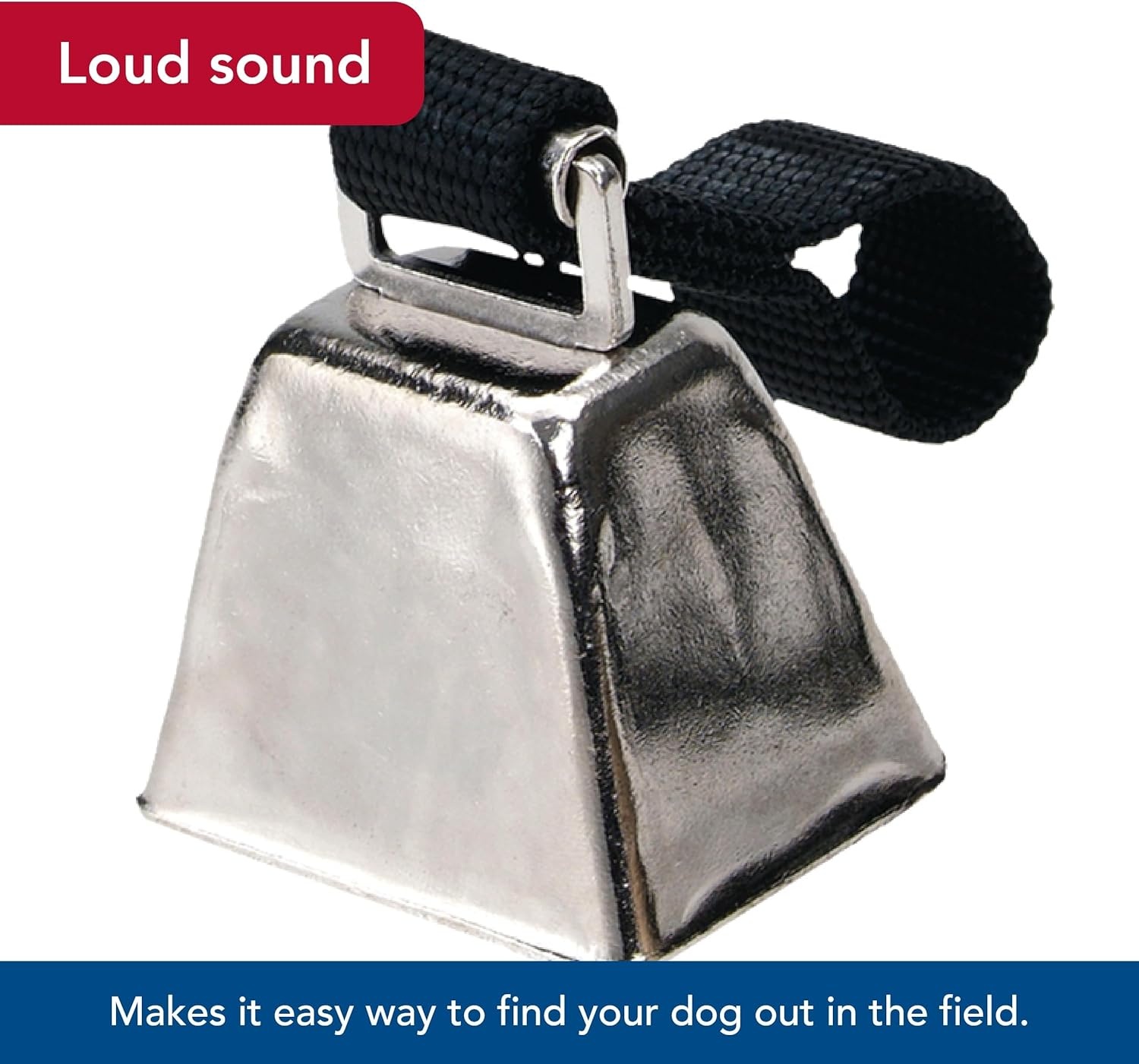 image:imageWater amp Woods Nickel Cow Bell for Dogs by Coastal Pet Durable Noise Maker Easy Attachment NickelPlated Material with Nylon Handle Black SmallSmall