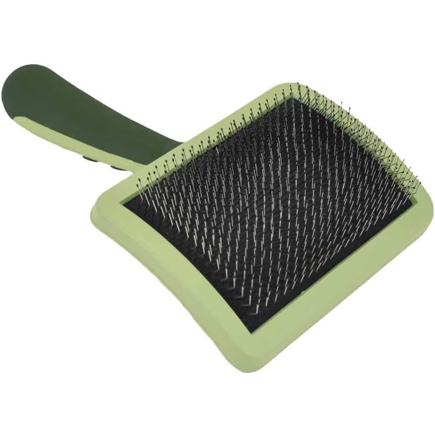image:imageCoastal Dog Slicker Brush Green Grooming amp Shedding Brush for Dogs of All Hair Types Curved Design for Easy Detangling NonSlip Handle 675 x 425green