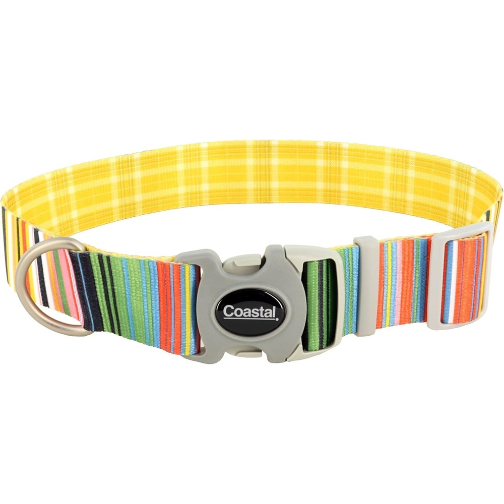 image:imageCoastal Pet Sublime Adjustable Dog Collar Adjustable Plastic Buckle Vibrant amp Colorful Dog Collar with FadeResistant Patterns Blue Waves with Blue Checkers Large 1 12 x 1826Sublime Stripe with Gold Plaid