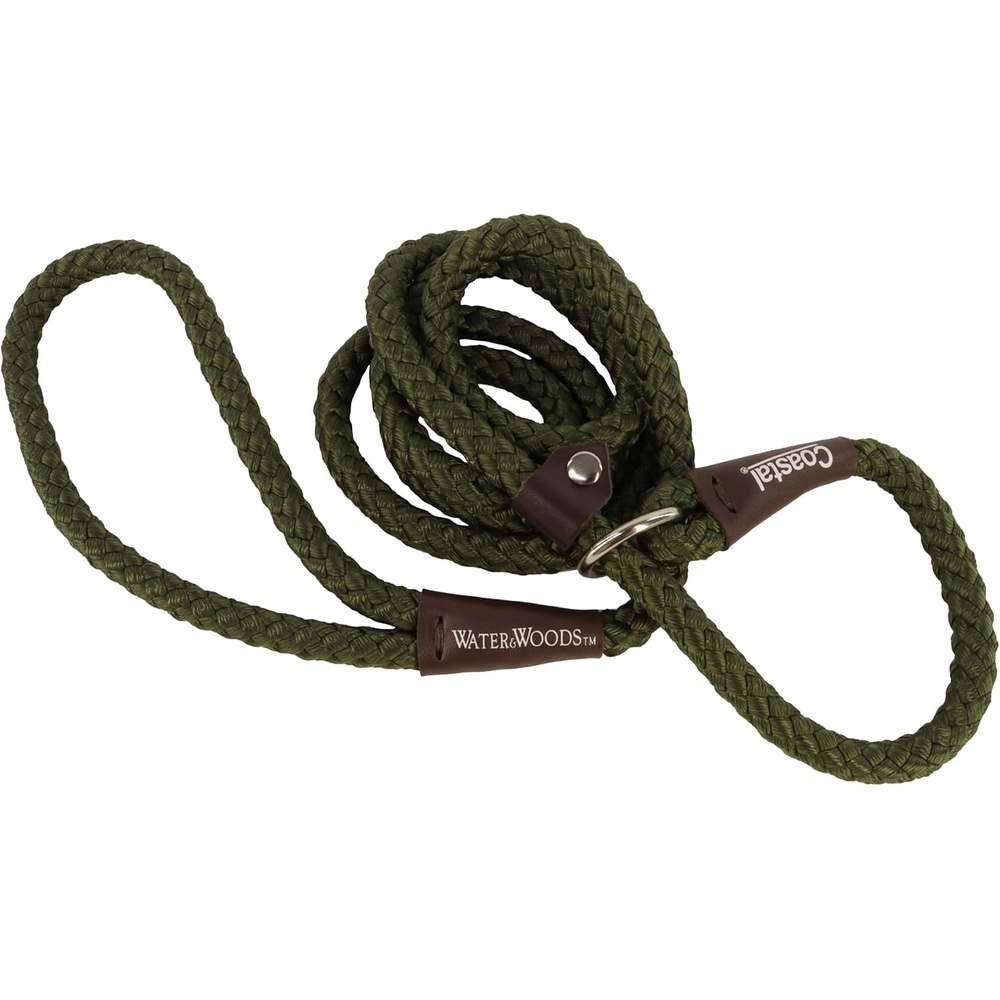 image:imageWater amp Woods Braided Rope Dog Slip Leash by Coastal Pet HeavyDuty Dog Leash Comfortably Accommodate Various Sizes Easy Slip Design Green amp White 12 x 6Green