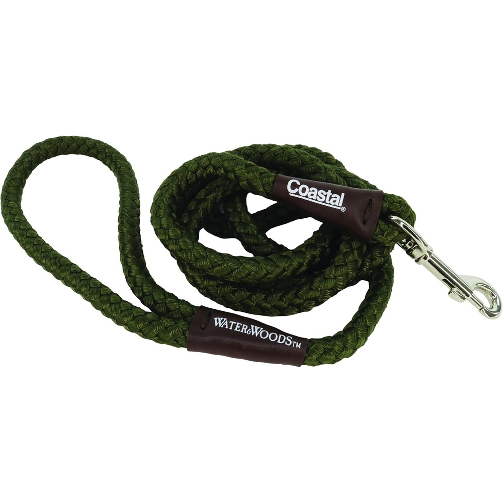 image:imageWater amp Woods Braided Rope Snap Dog Leash by Coastal Pet Durable Leash for Dog Comfortable Pet Leash Classic Swivel Snap for TangleFree Walks Green amp White 12 x 6Green