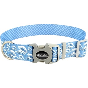image:imageCoastal Pet Sublime Adjustable Dog Collar  Adjustable Plastic Buckle  Vibrant amp Colorful Dog Collar with FadeResistant Patterns  Blue Waves with Blue Checkers Large  1 12 x 1826Blue Waves with Blue Checkers