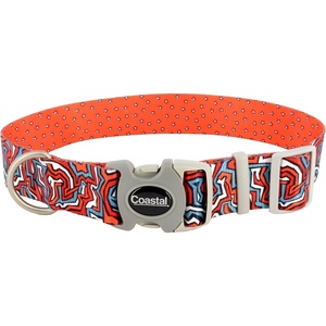image:imageCoastal Pet Sublime Adjustable Dog Collar  Adjustable Plastic Buckle  Vibrant amp Colorful Dog Collar with FadeResistant Patterns  Blue Waves with Blue Checkers Large  1 12 x 1826Red Blue Graffiti with Red Stars