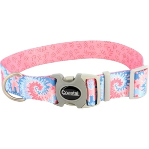 image:imageCoastal Pet Sublime Adjustable Dog Collar  Adjustable Plastic Buckle  Vibrant amp Colorful Dog Collar with FadeResistant Patterns  Blue Waves with Blue Checkers Large  1 12 x 1826Pink Tie Dye with Pink Arrows