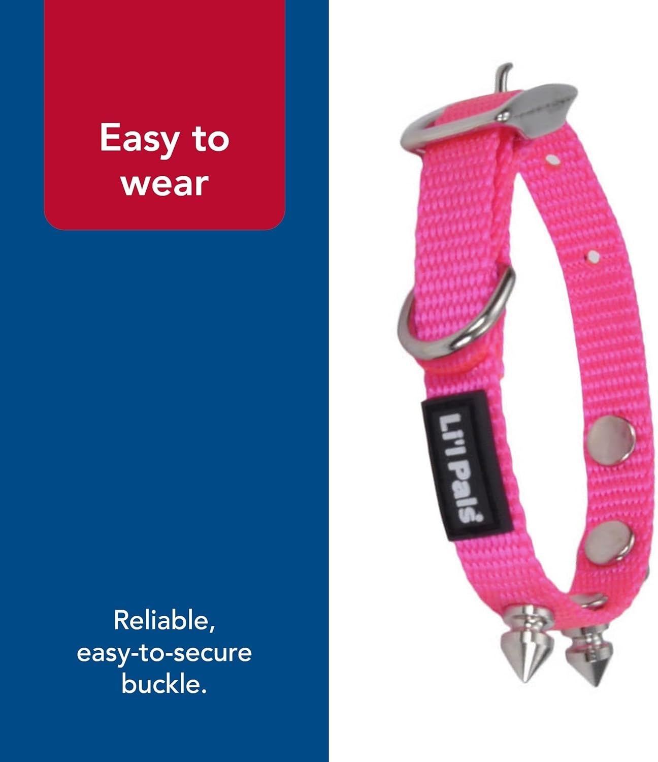 image:imageCoastal Lil Pals Spiked Nylon Dog Collar Neon Pink 38 x 810Neon Pink