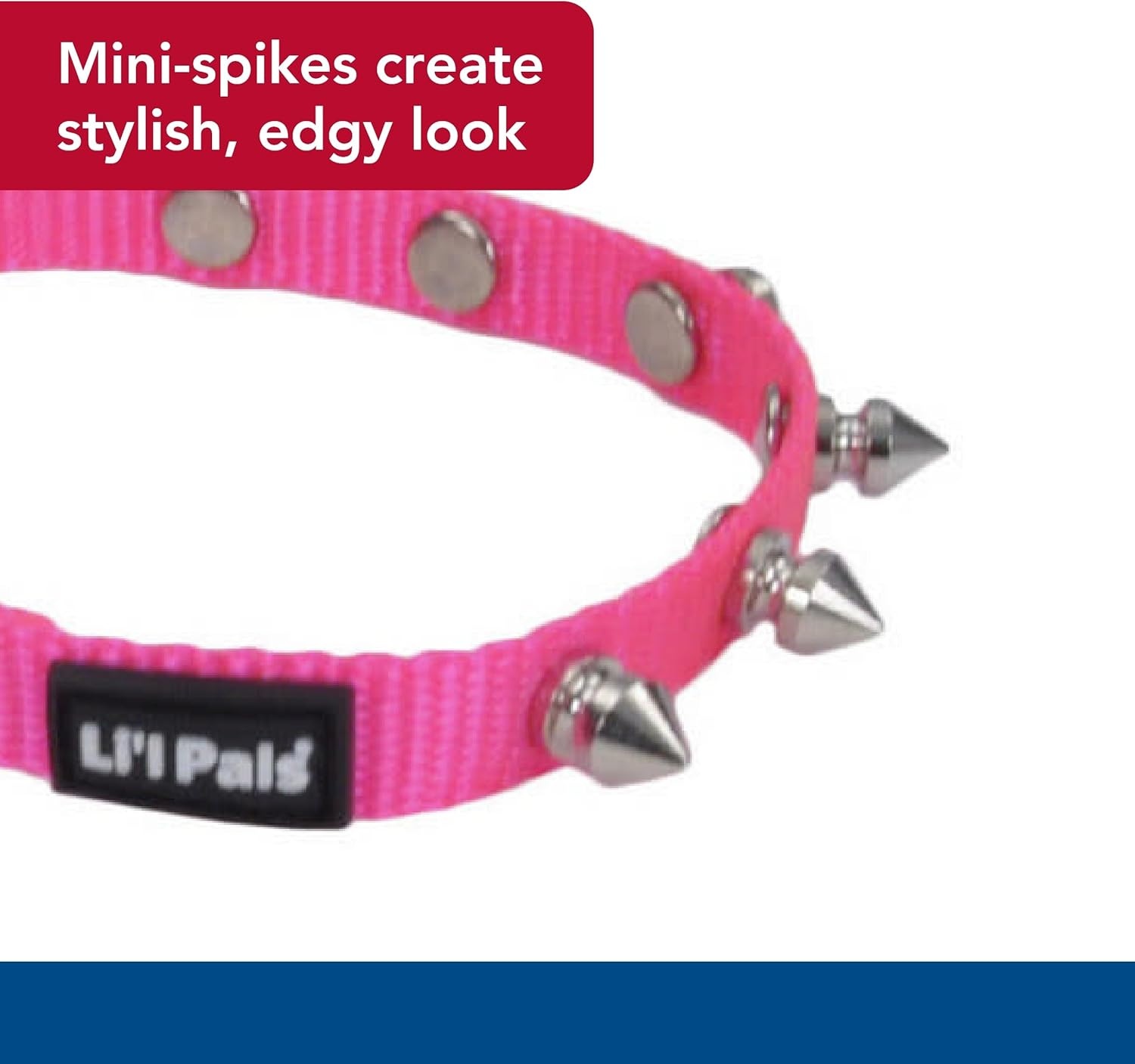 image:imageCoastal Lil Pals Spiked Nylon Dog Collar Neon Pink 38 x 810Neon Pink