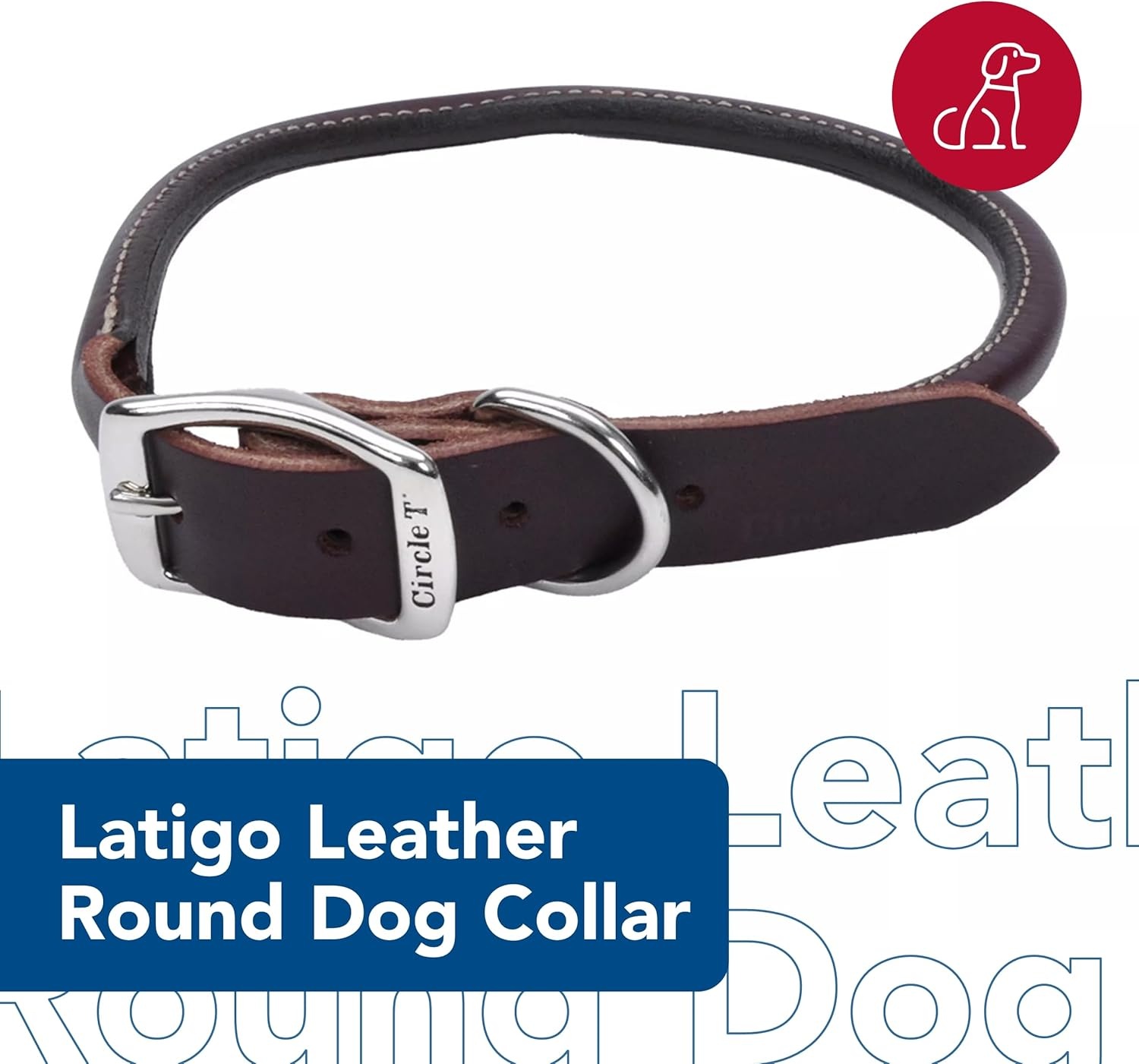 image:imageCoastal Pet Circle T Latigo Leather Round Dog Collar with Solid Brass Hardware Latigo 1 x 221 x 24 Pack of 1