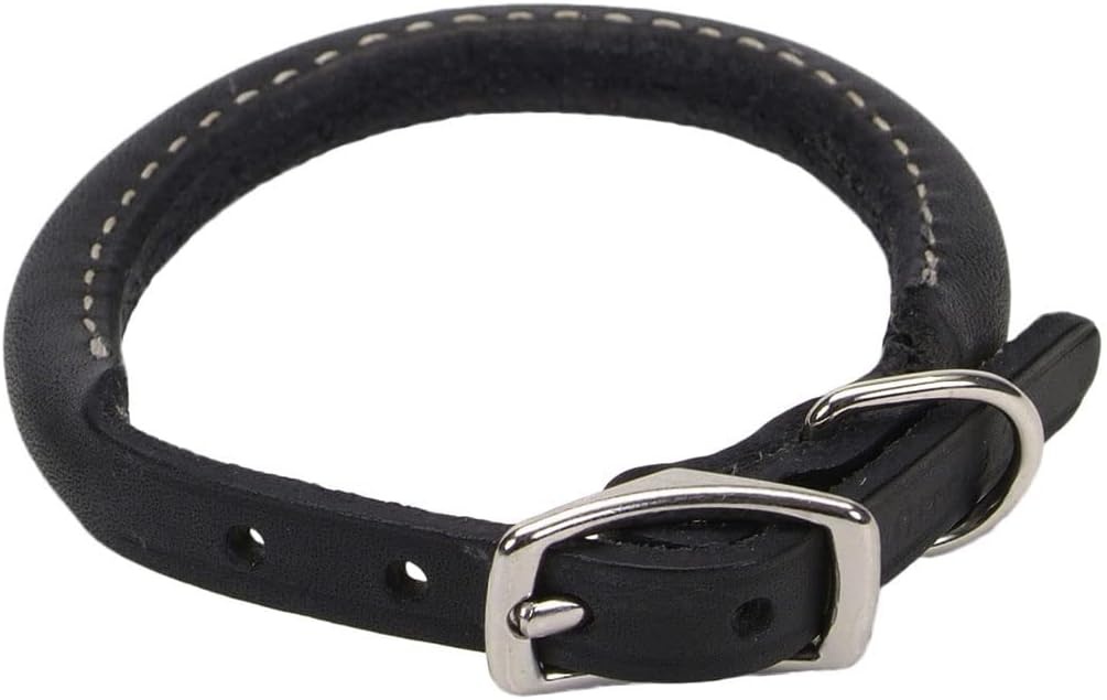 image:imageCoastal Pet Circle T Oak Tanned Leather Round Dog Collar Comfortable for Dogs with Long Hair or Sensitive Skin Pet Collar Made from FullGrain Leather Tan 58 x 16Black