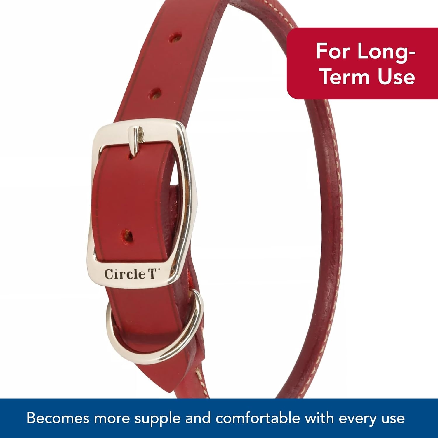 image:imageCoastal Pet Circle T Oak Tanned Leather Round Dog Collar Comfortable for Dogs with Long Hair or Sensitive Skin Pet Collar Made from FullGrain Leather Tan 58 x 16Red