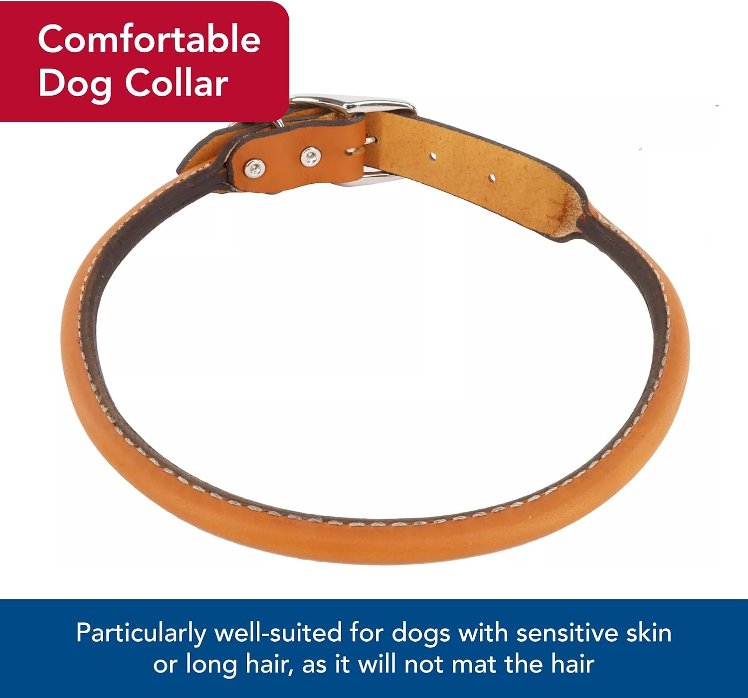 image:imageCoastal Pet Circle T Oak Tanned Leather Round Dog Collar Comfortable for Dogs with Long Hair or Sensitive Skin Pet Collar Made from FullGrain Leather Tan 58 x 16Tan