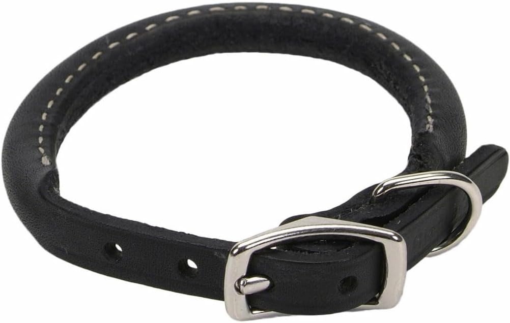 image:imageCoastal Pet Circle T Oak Tanned Leather Round Dog Collar Comfortable for Dogs with Long Hair or Sensitive Skin Pet Collar Made from FullGrain Leather Tan 58 x 16Black