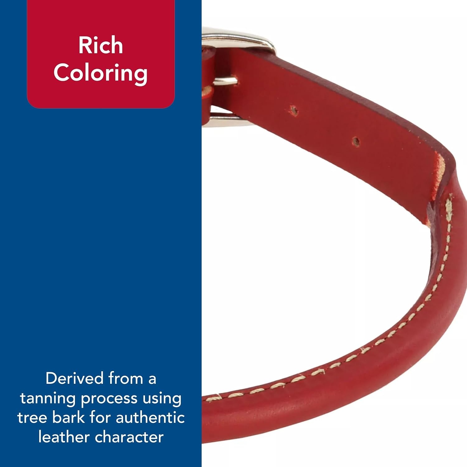 image:imageCoastal Pet Circle T Oak Tanned Leather Round Dog Collar Comfortable for Dogs with Long Hair or Sensitive Skin Pet Collar Made from FullGrain Leather Tan 58 x 16Red
