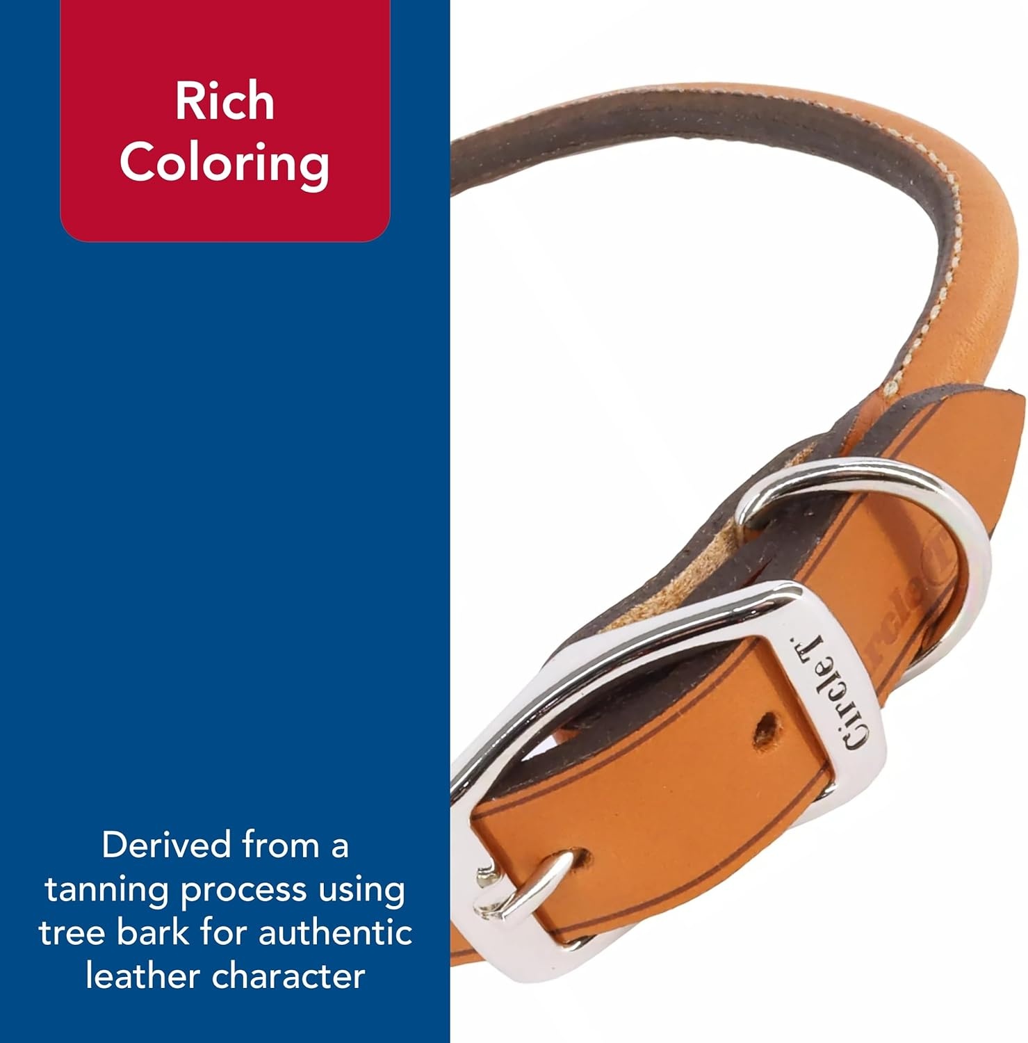 image:imageCoastal Pet Circle T Oak Tanned Leather Round Dog Collar Comfortable for Dogs with Long Hair or Sensitive Skin Pet Collar Made from FullGrain Leather Tan 58 x 16Tan