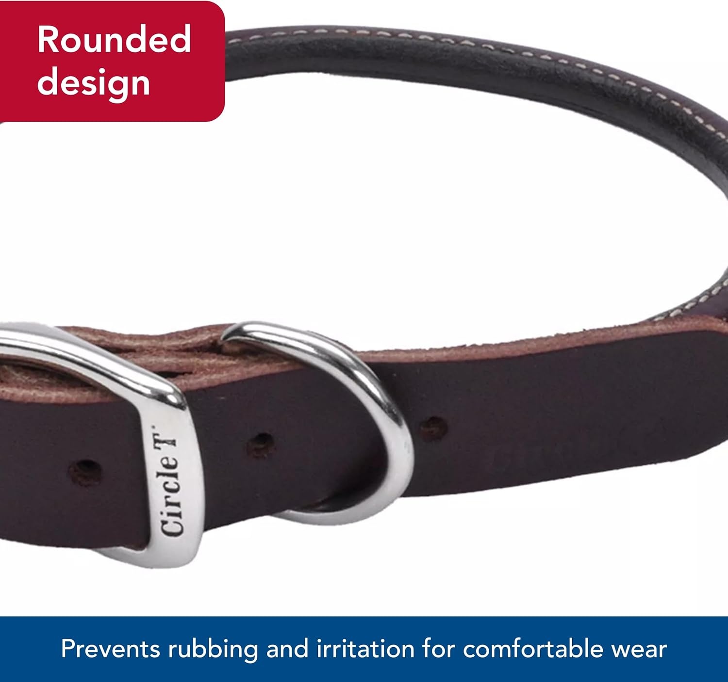 image:imageCoastal Pet Circle T Oak Tanned Leather Round Dog Collar Comfortable for Dogs with Long Hair or Sensitive Skin Pet Collar Made from FullGrain Leather Tan 58 x 16Brown