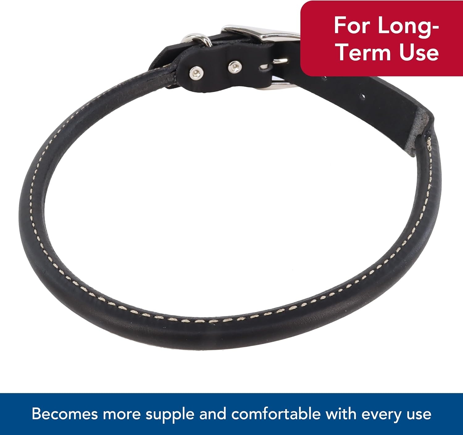 image:imageCoastal Pet Circle T Oak Tanned Leather Round Dog Collar Comfortable for Dogs with Long Hair or Sensitive Skin Pet Collar Made from FullGrain Leather Tan 58 x 16Black