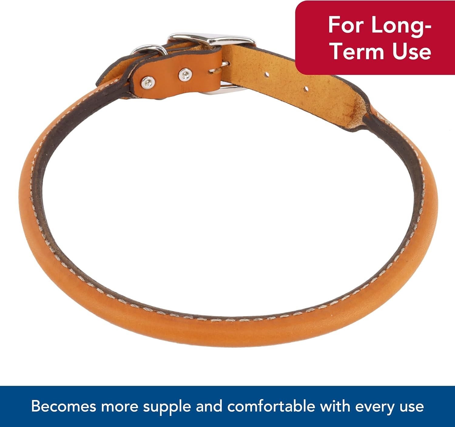 image:imageCoastal Pet Circle T Oak Tanned Leather Round Dog Collar Comfortable for Dogs with Long Hair or Sensitive Skin Pet Collar Made from FullGrain Leather Tan 58 x 16Tan