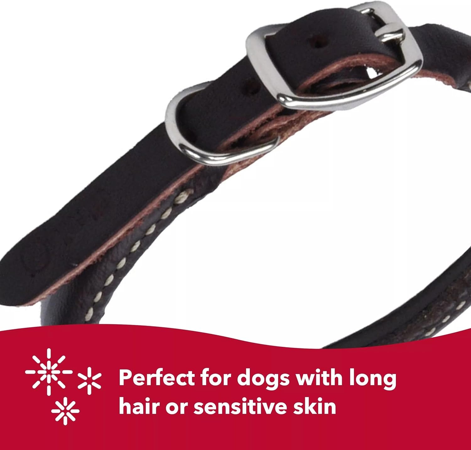 image:imageCoastal Pet Circle T Oak Tanned Leather Round Dog Collar Comfortable for Dogs with Long Hair or Sensitive Skin Pet Collar Made from FullGrain Leather Tan 58 x 16Black