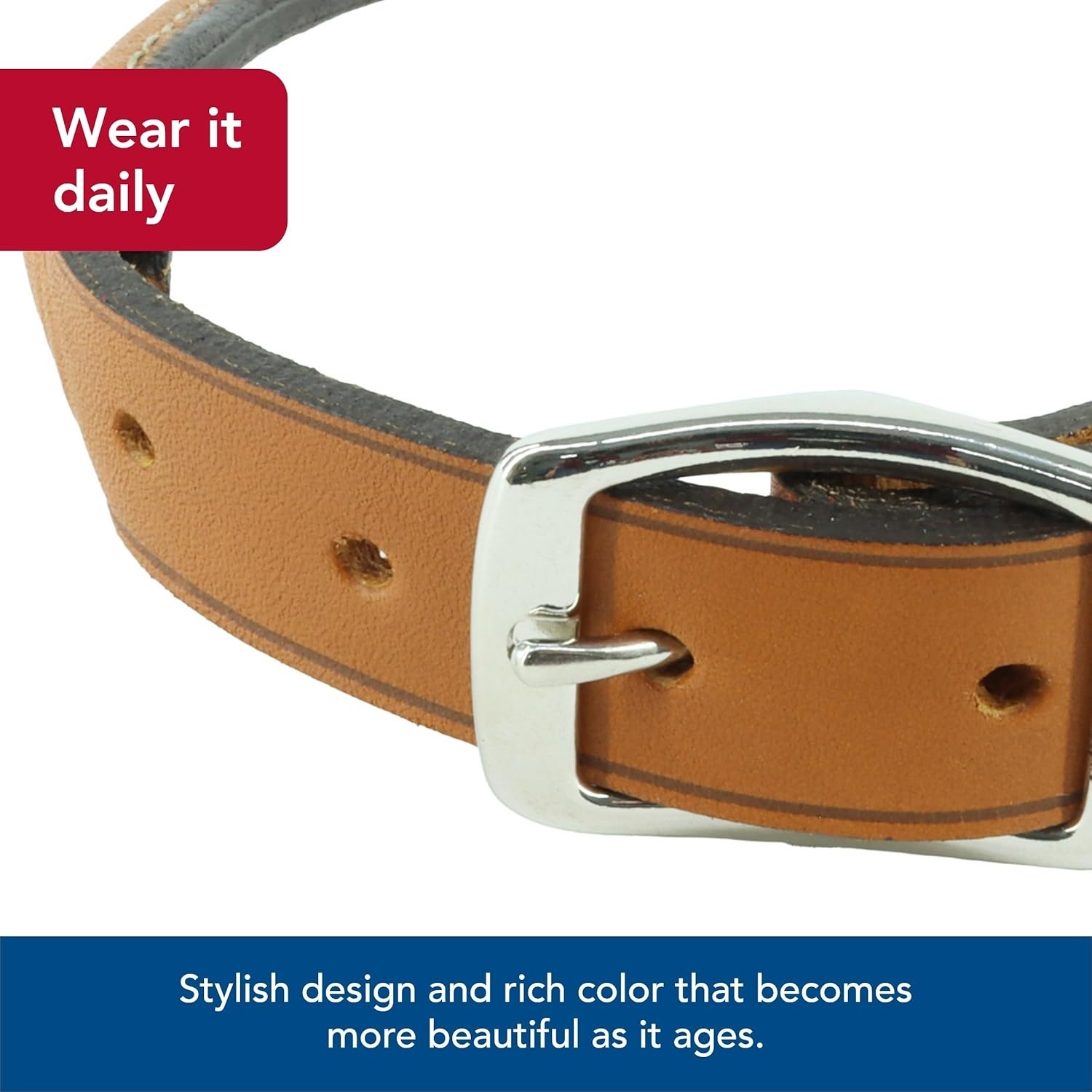 image:imageCoastal Pet Circle T Oak Tanned Leather Round Dog Collar Comfortable for Dogs with Long Hair or Sensitive Skin Pet Collar Made from FullGrain Leather Tan 58 x 16Tan
