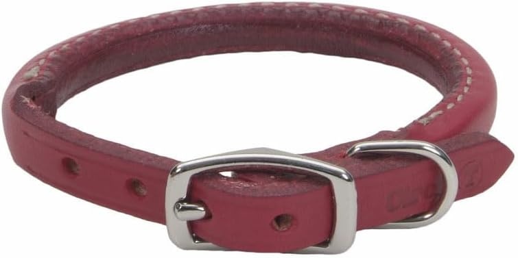 image:imageCoastal Pet Circle T Oak Tanned Leather Round Dog Collar Comfortable for Dogs with Long Hair or Sensitive Skin Pet Collar Made from FullGrain Leather Tan 58 x 16Red