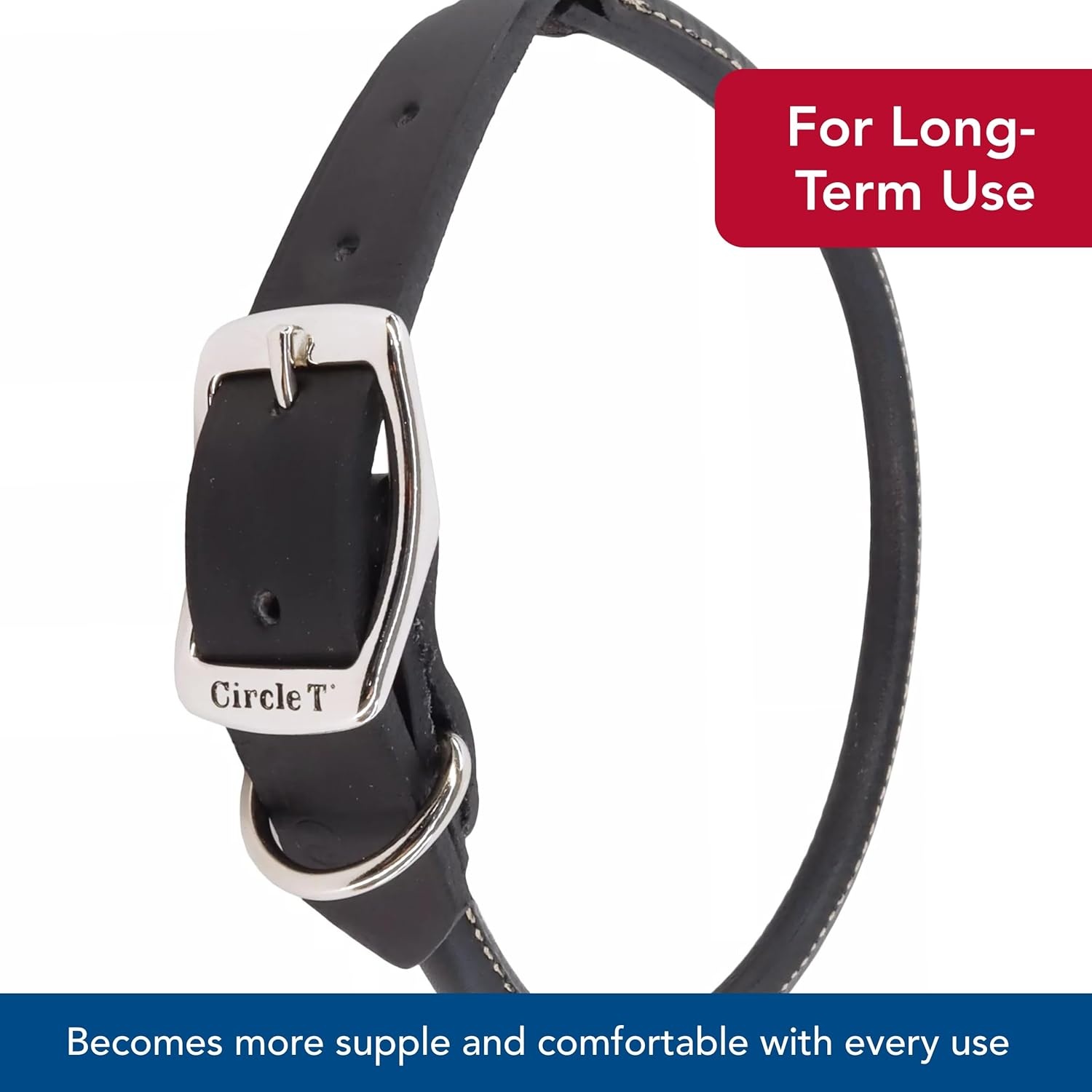 image:imageCoastal Pet Circle T Oak Tanned Leather Round Dog Collar Comfortable for Dogs with Long Hair or Sensitive Skin Pet Collar Made from FullGrain Leather Tan 58 x 16Black